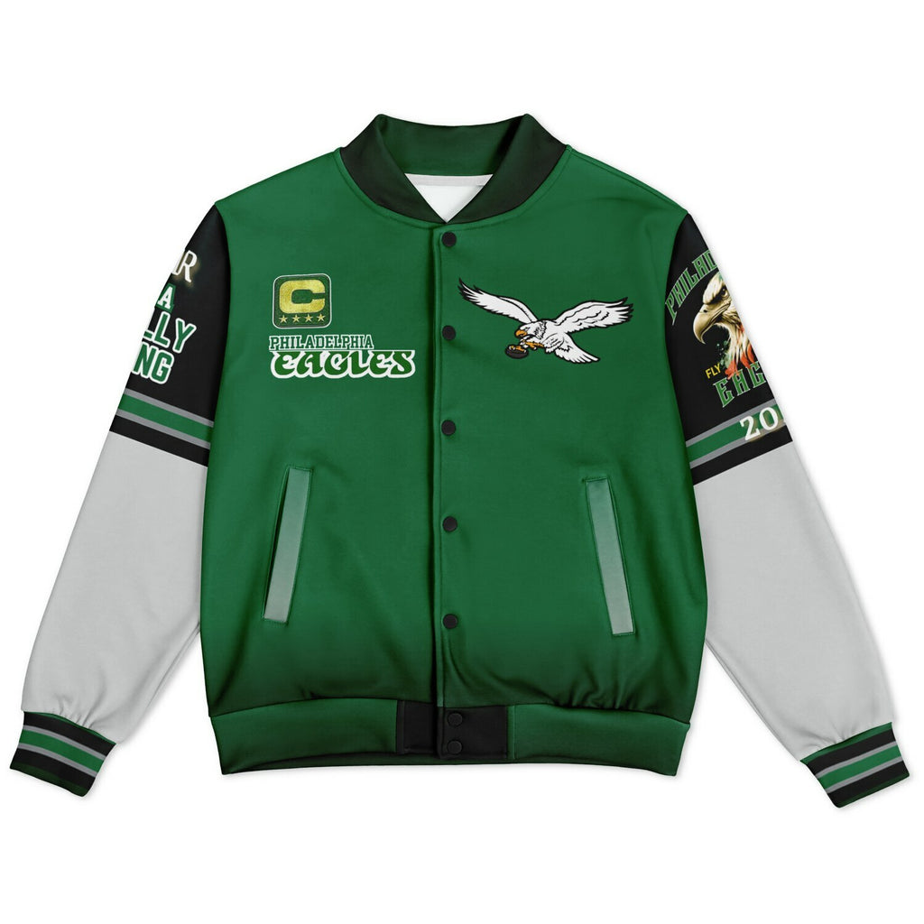 Eagles Super Bowl Edition Kelly Green White Eagle Helmet Varsity Jacket