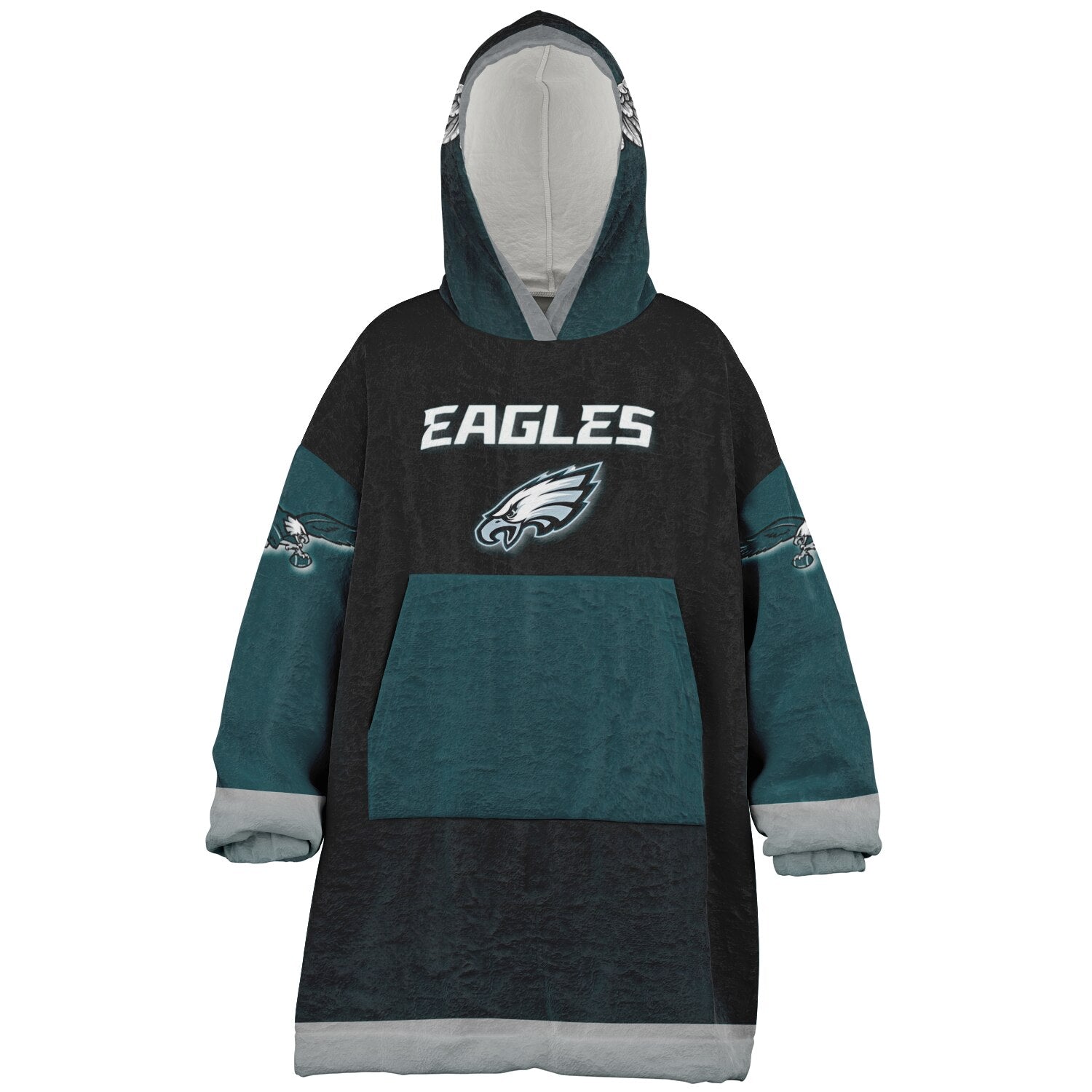 Youth Eagles  Black & Green Sleeves Design Cuddle Hoodie Great Gift for Young Fans copy