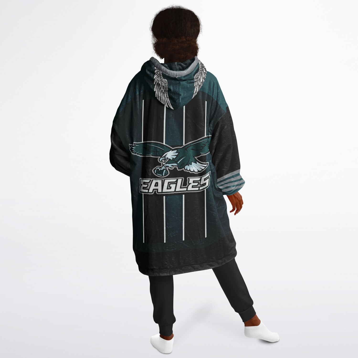Youth  Eagles Reversible Cozy Cuddle Hoodie Eagles, 2 in 1, Green & Black Hooded Blanket for Young Fans copy