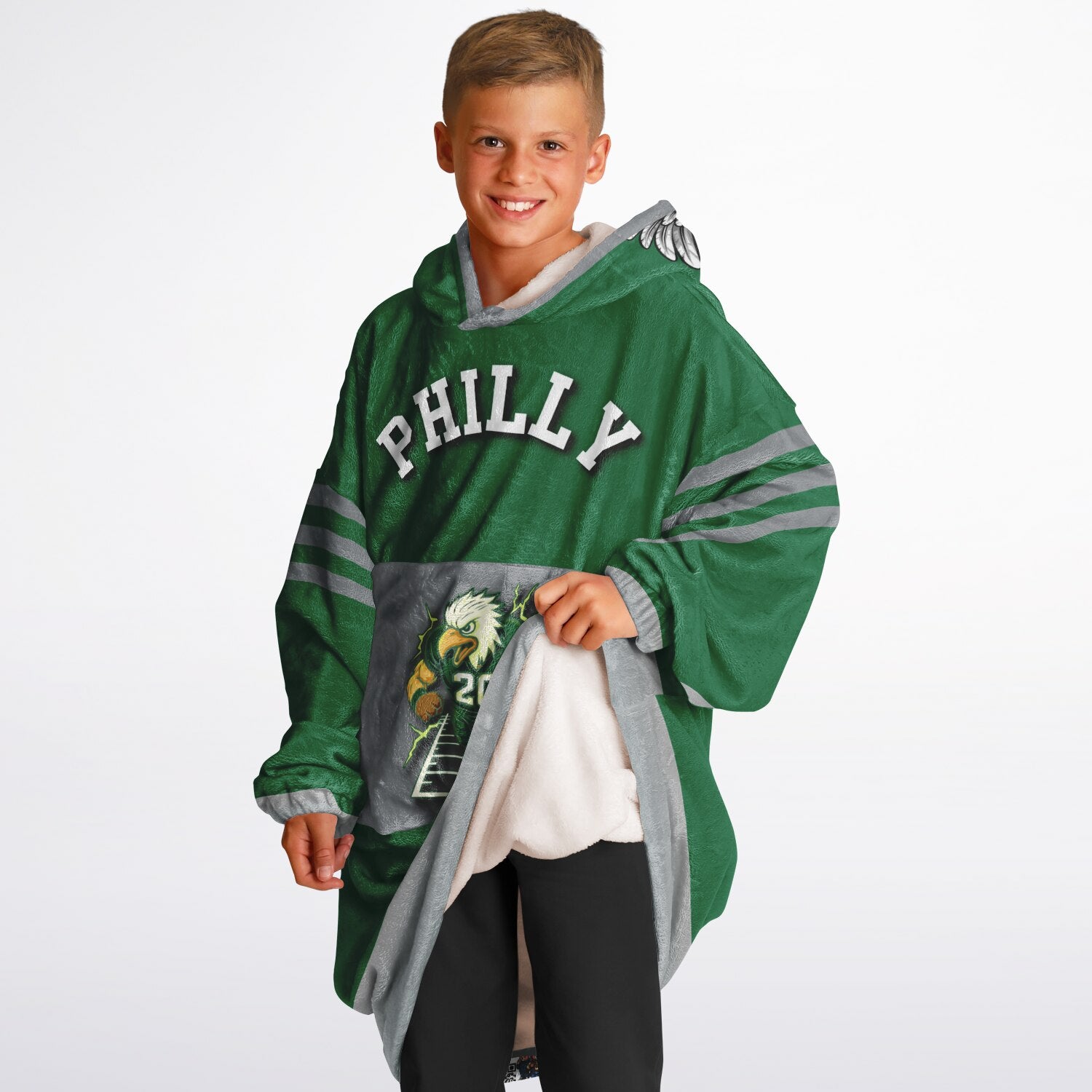Youth Philly Player Retro Green Game Day Lounge Hoodie