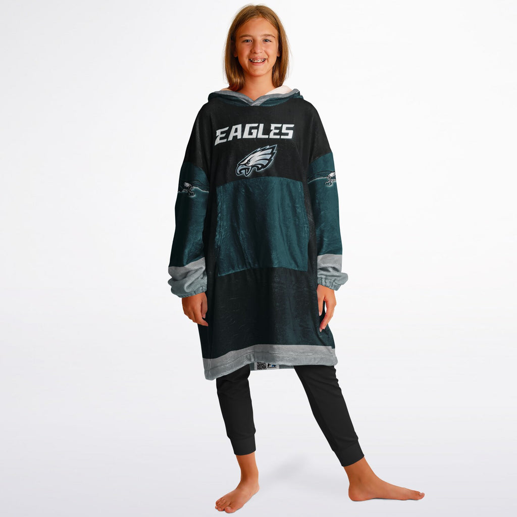 Youth Eagles  Black & Green Sleeves Design Cuddle Hoodie Great Gift for Young Fans copy