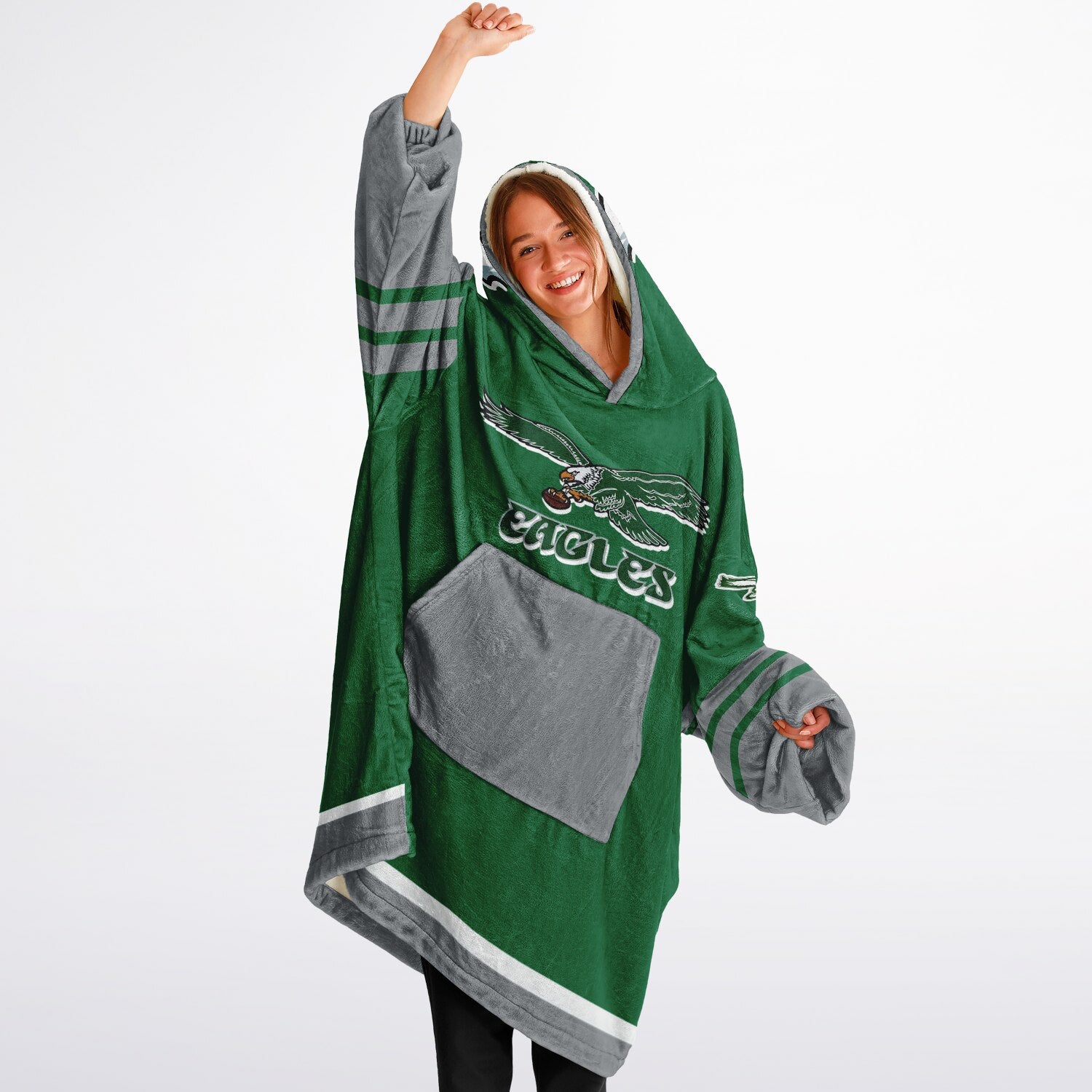 Eagles Retro Green Adult Game Day Lounge Hoodie Old School Look
