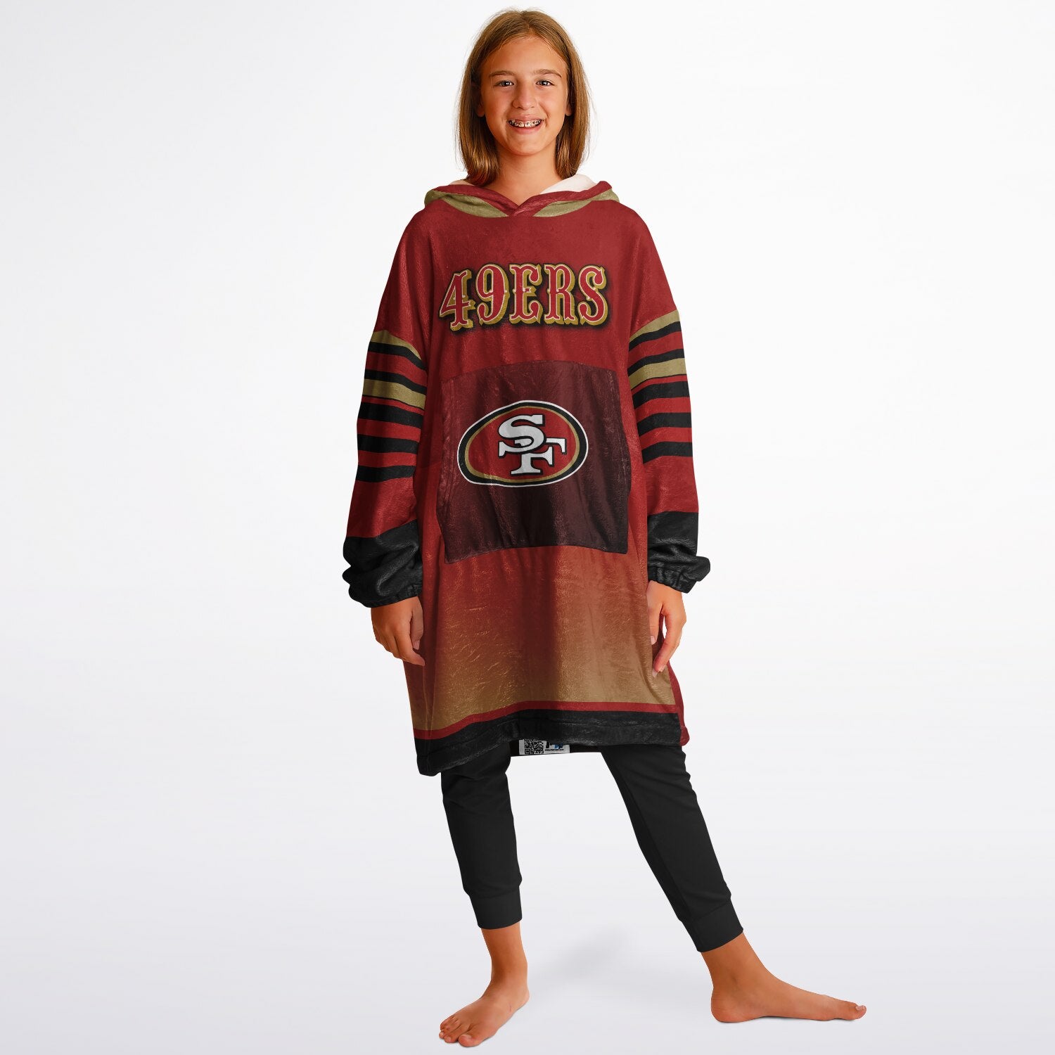 Youth 49ers Red & Black Oversize Game Day Lounge Hoodie