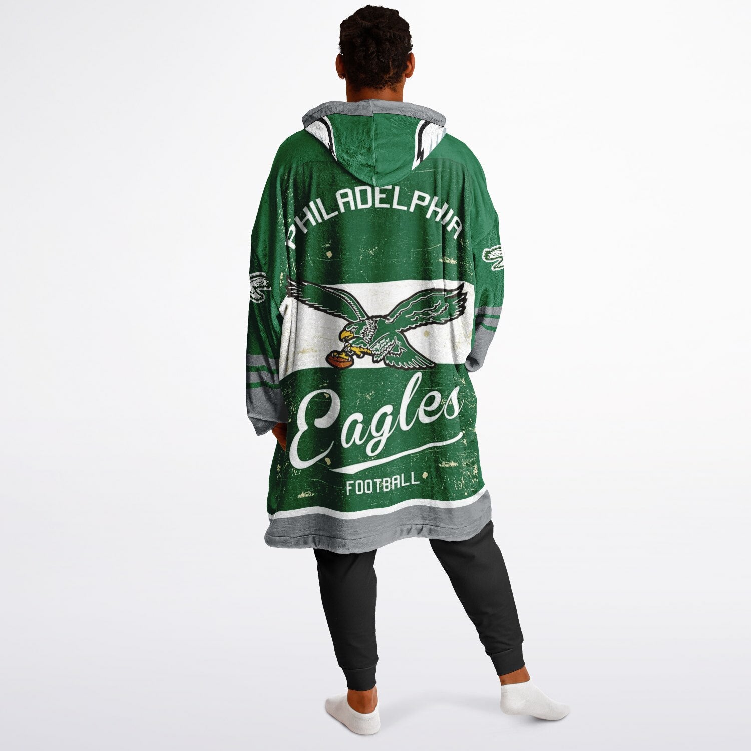 Eagles Retro Green Adult Game Day Lounge Hoodie Old School Look