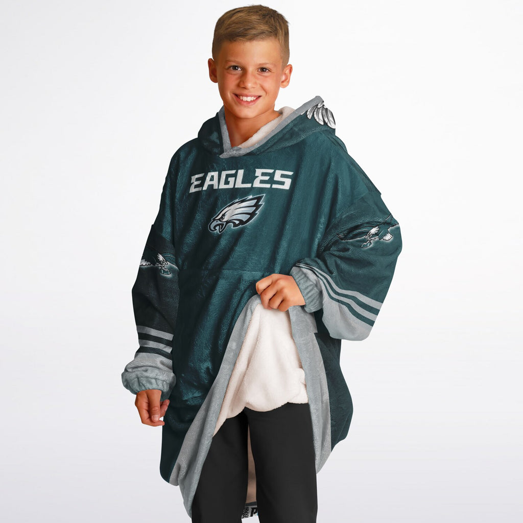 Green Pocket Youth Eagles Green & Black Marble Game Day Lounge Hoodie
