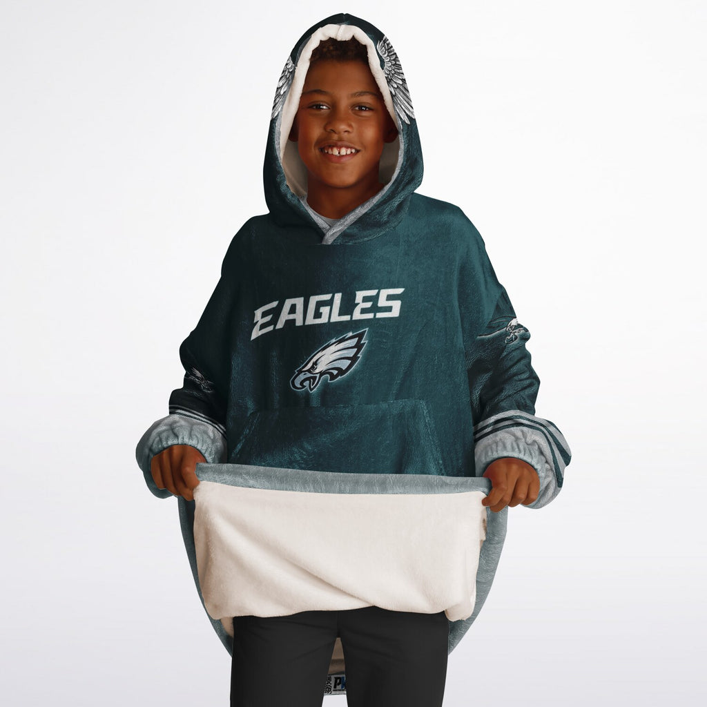 Green Pocket Youth Eagles Green & Black Marble Game Day Lounge Hoodie
