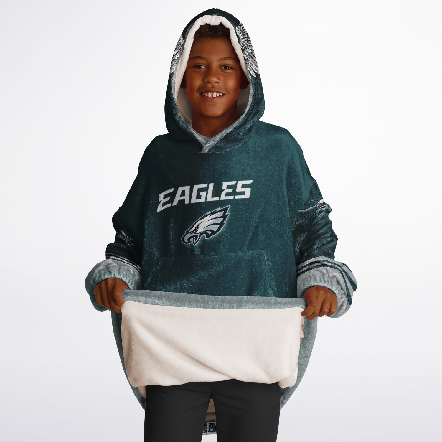 Green Pocket Youth Eagles Green & Black Marble Game Day Lounge Hoodie