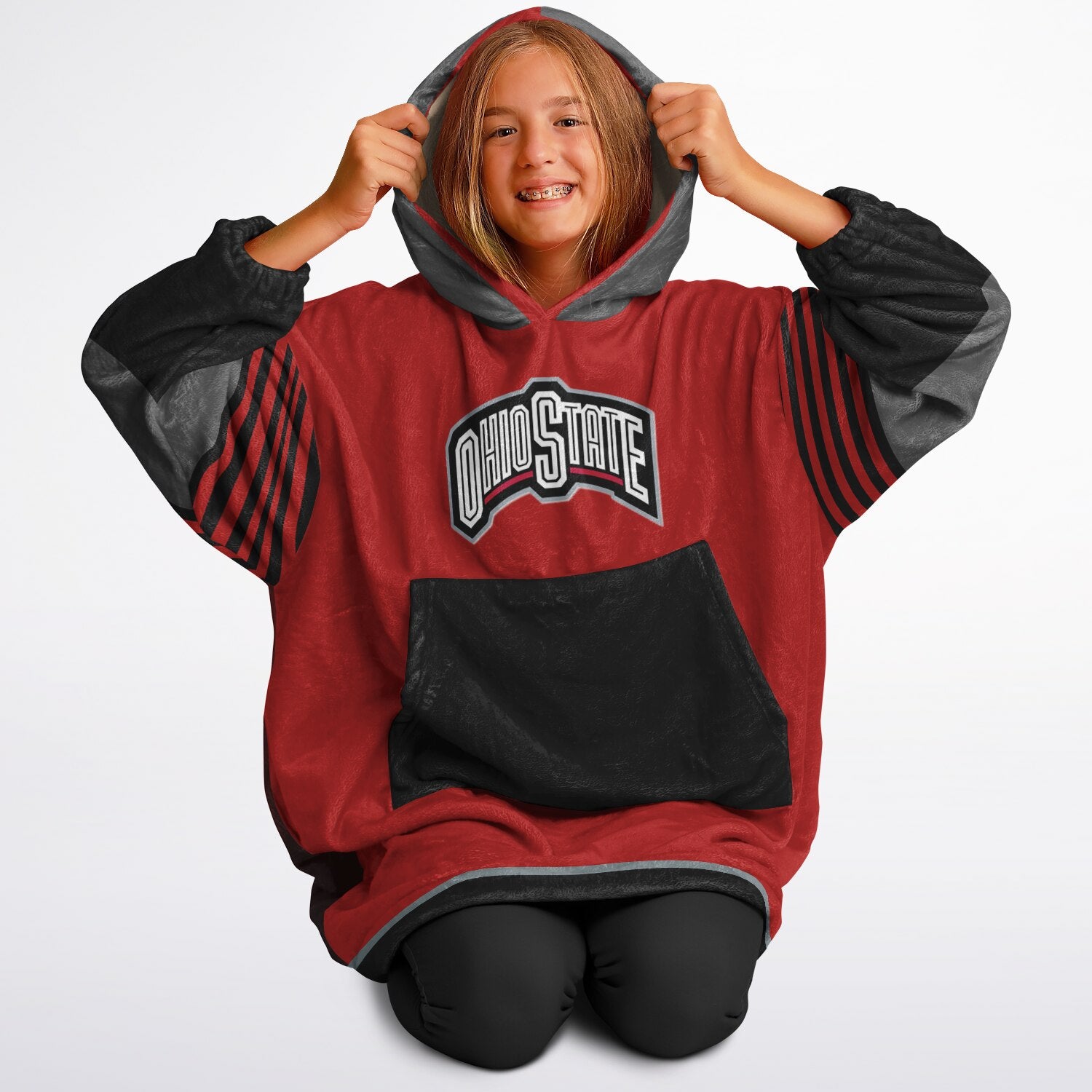 Youth Ohio St. Scarlett Oversize Game Day Lounge Hoodie Great Gift for Young Fans & Future Buckeyes