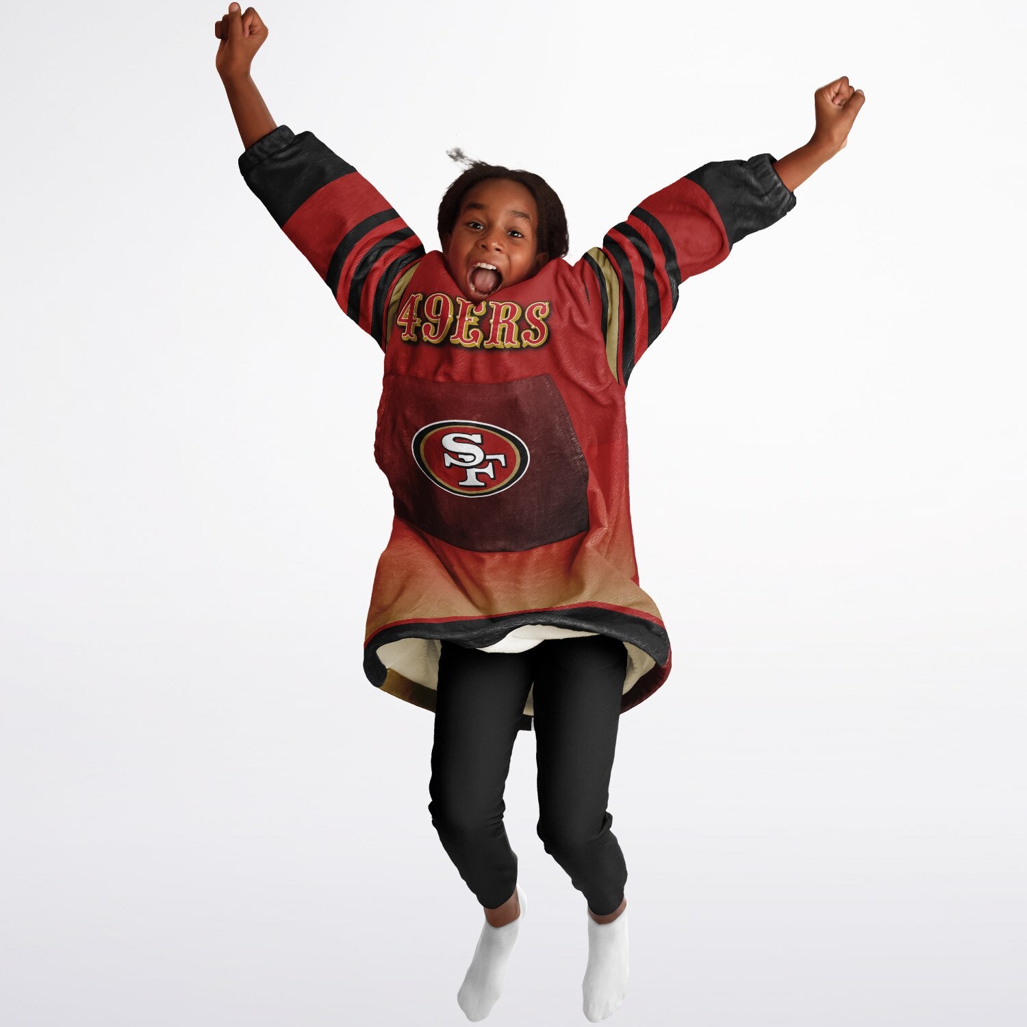 Youth 49ers Red & Black Oversize Game Day Lounge Hoodie