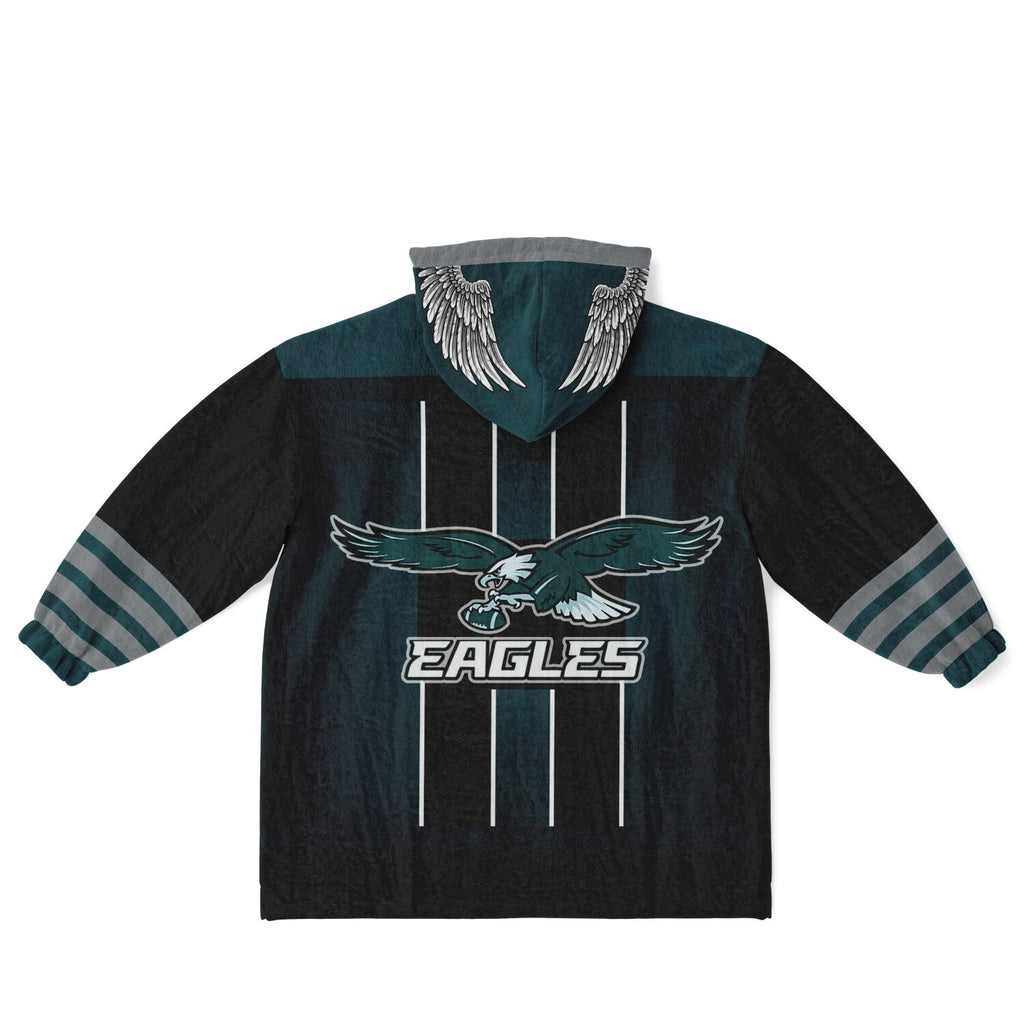 Youth  Eagles Reversible Cozy Cuddle Hoodie Eagles, 2 in 1, Green & Black Hooded Blanket for Young Fans copy