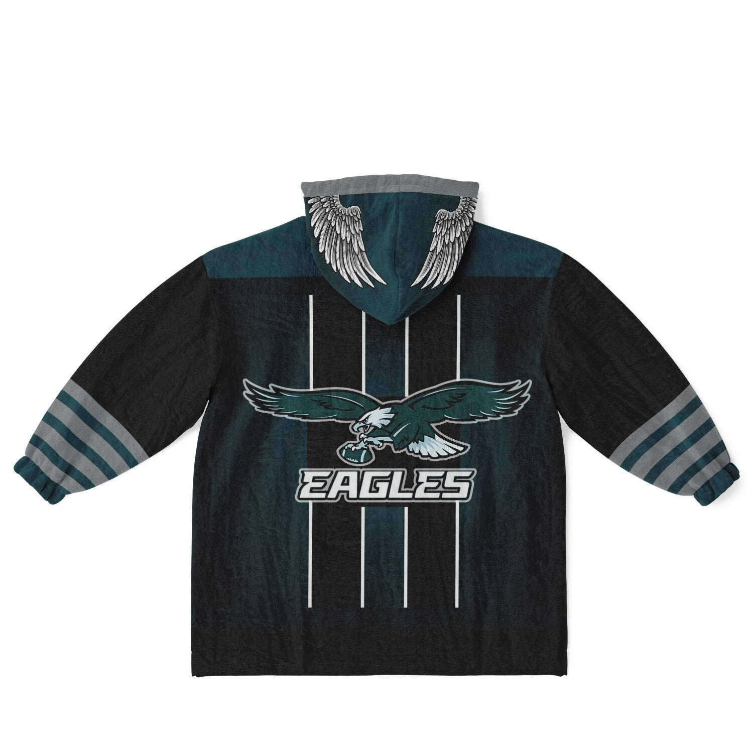 Youth  Eagles Reversible Cozy Cuddle Hoodie Eagles, 2 in 1, Green & Black Hooded Blanket for Young Fans copy