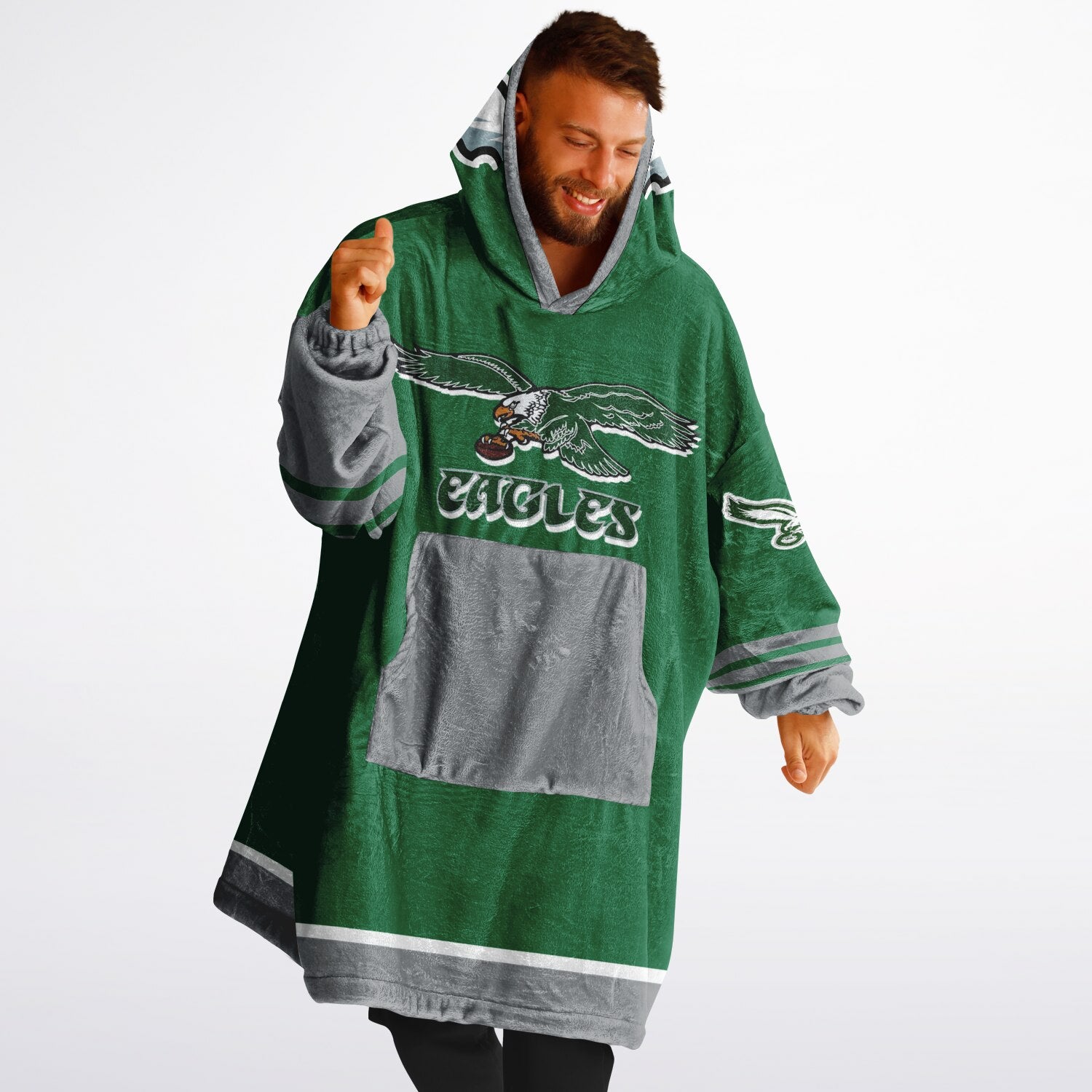 Eagles Retro Green Adult Game Day Lounge Hoodie Old School Look