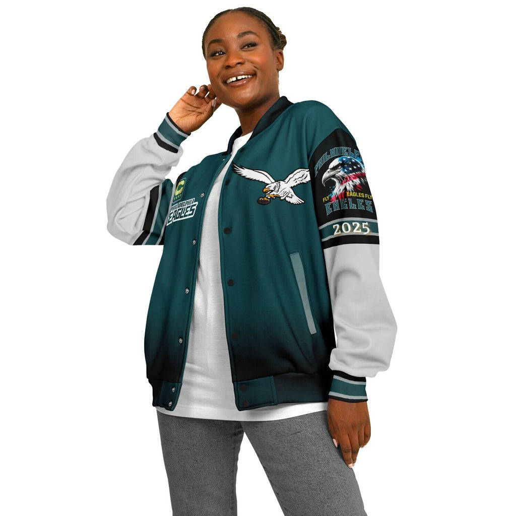 Eagles Super Bowl Edition Midnight Green White Eagle Helmet Varsity Jacket