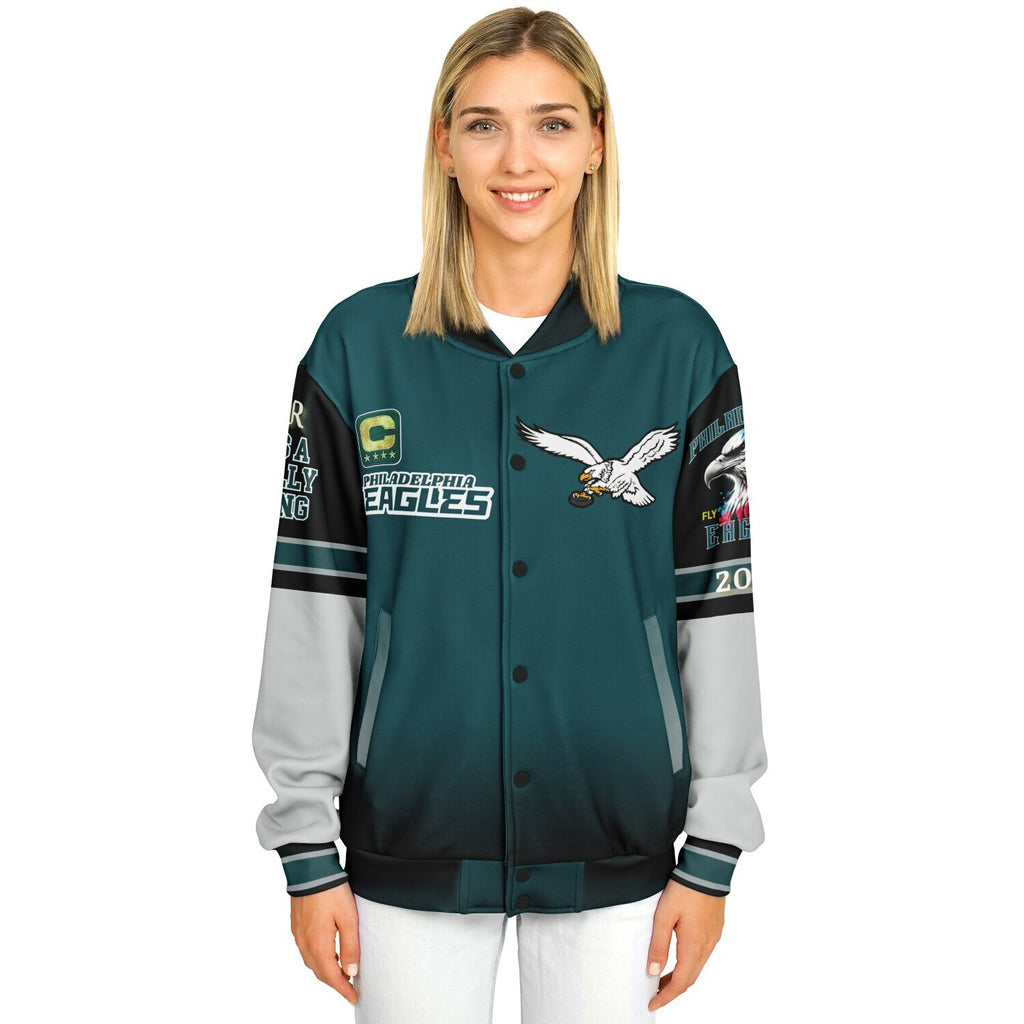 Eagles Super Bowl Edition Midnight Green White Eagle Helmet Varsity Jacket
