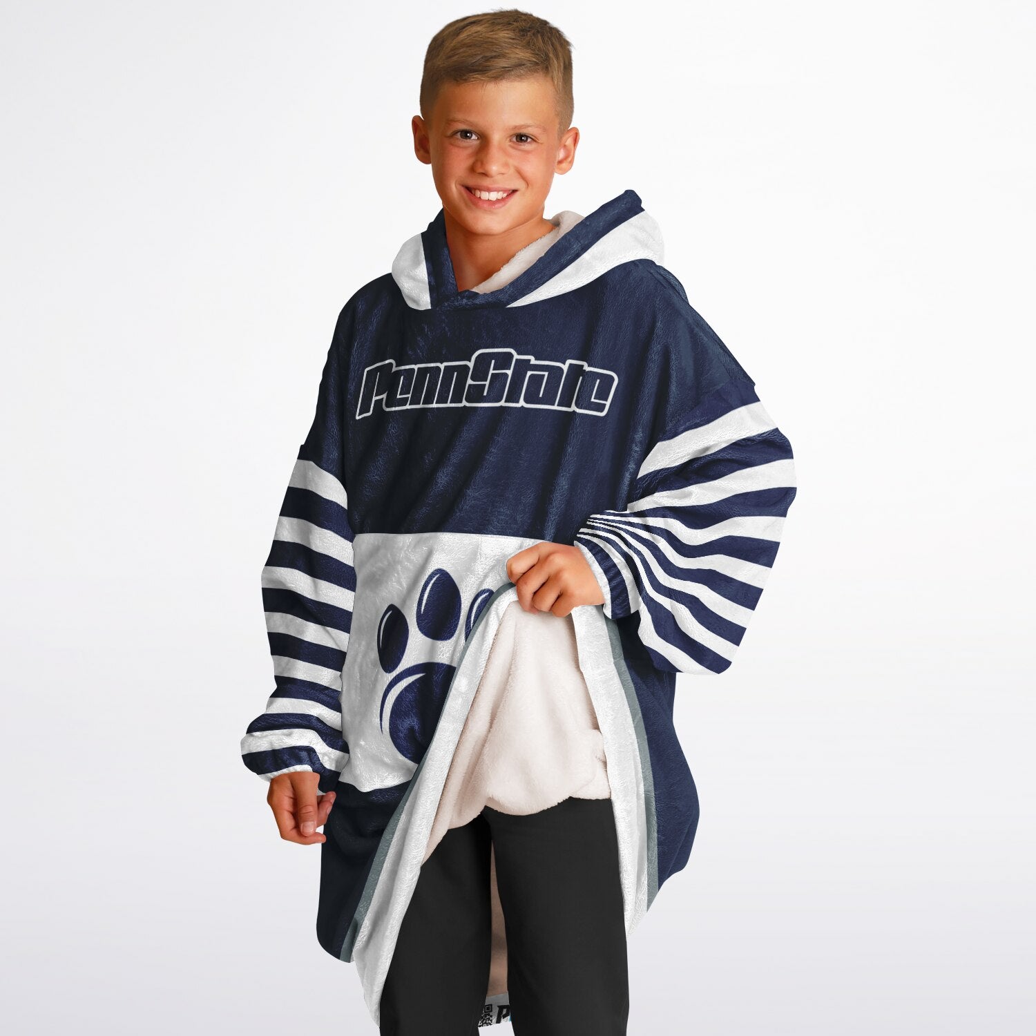 Youth Penn St. Blue & White Oversize Game Day Lounge Hoodie