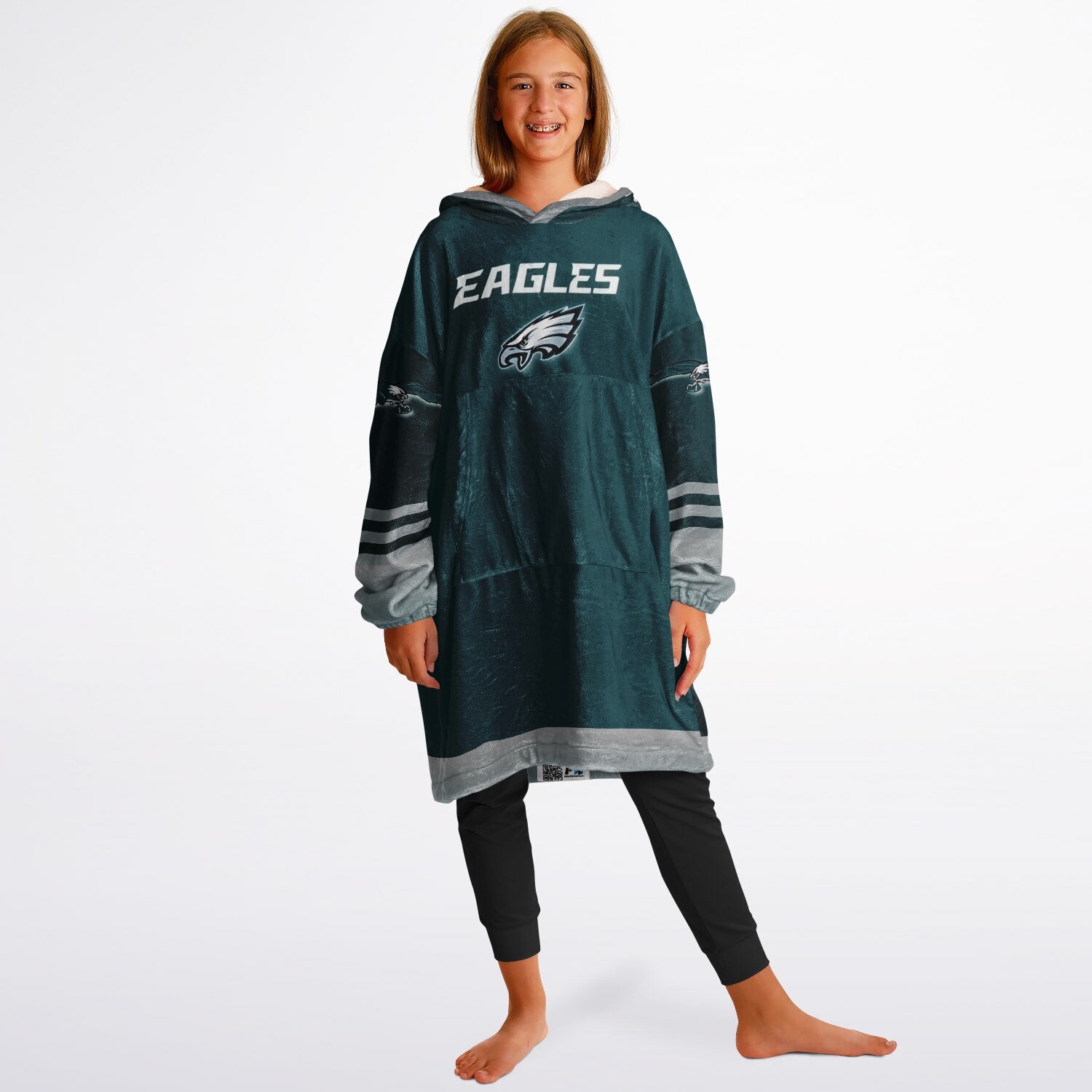 Green Pocket Youth Eagles Green & Black Marble Game Day Lounge Hoodie