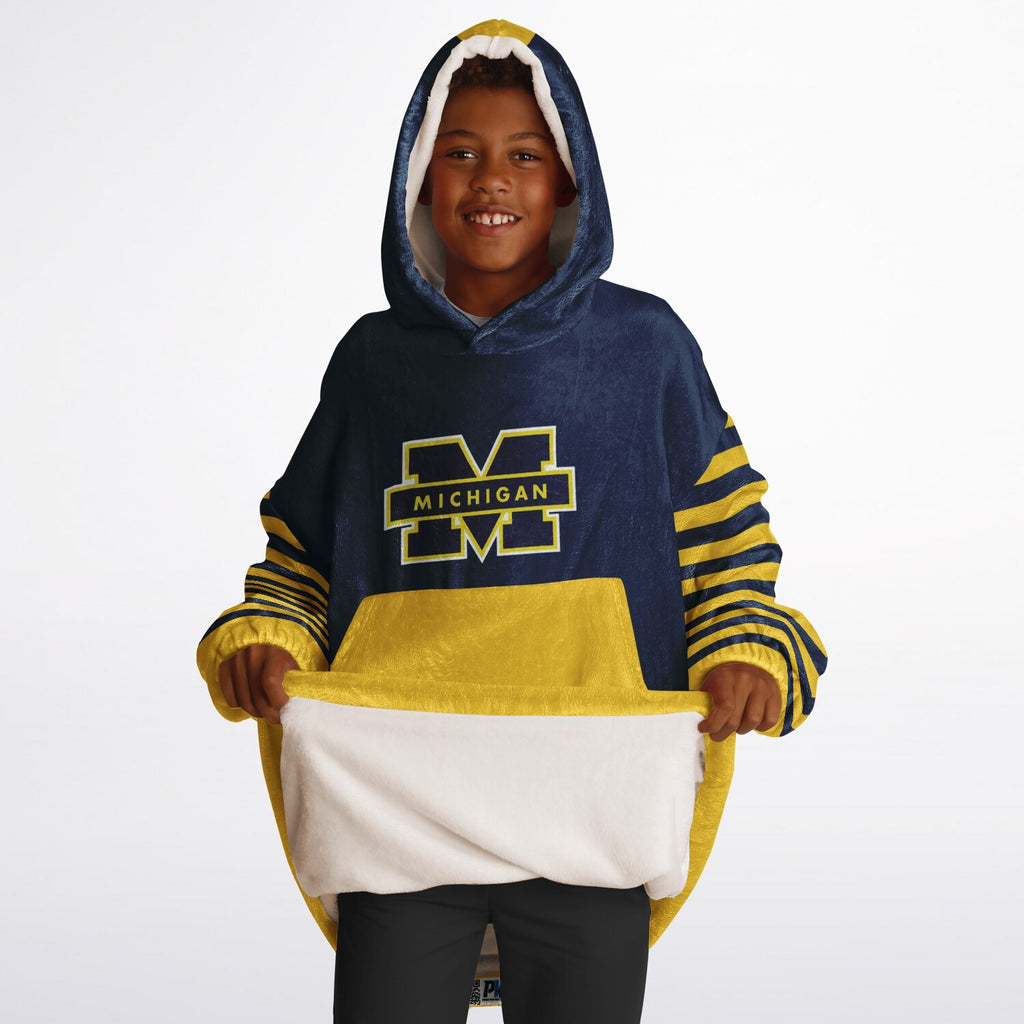 Youth Michigan Blue & Maize Oversize Game Day Lounge Hoodie