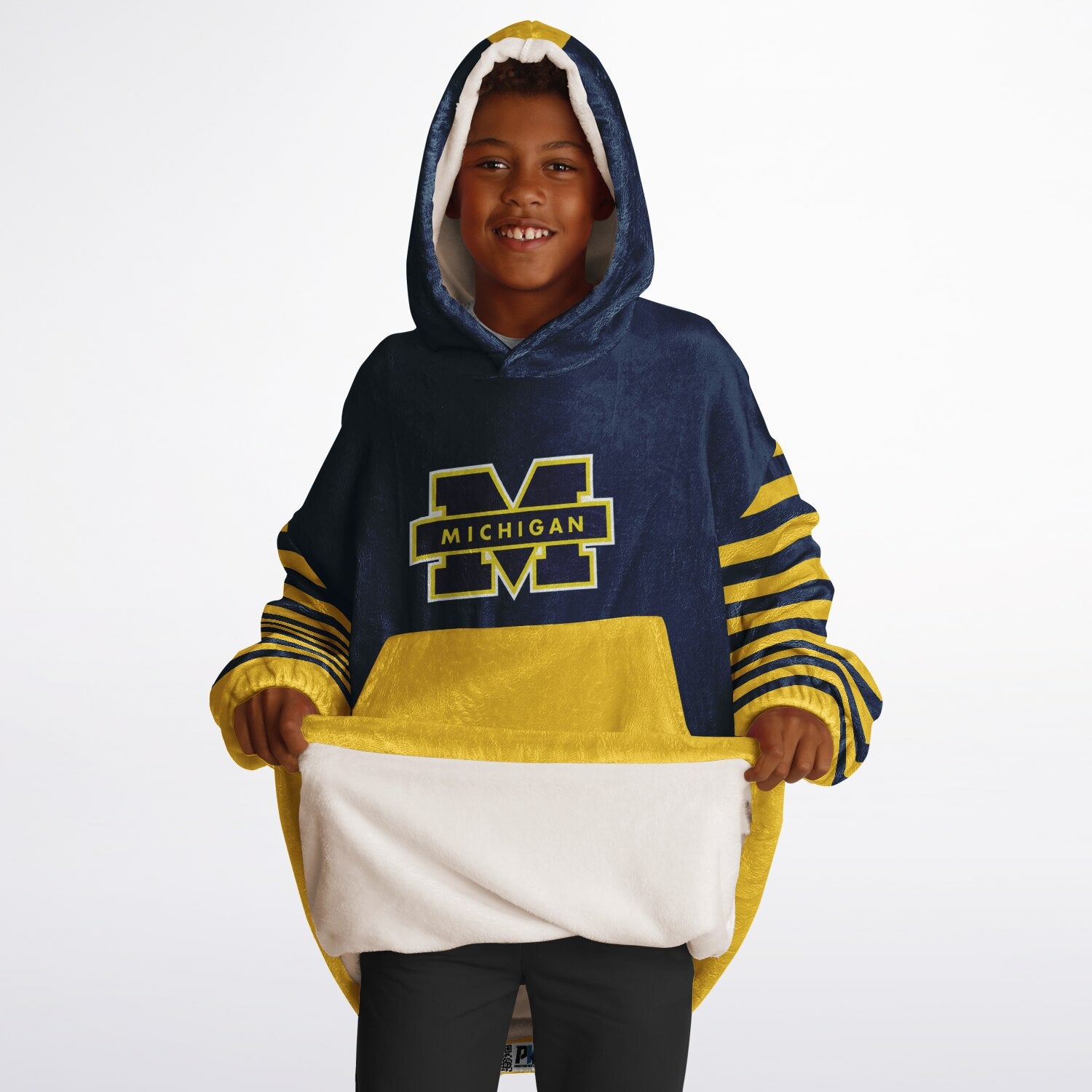 Youth Michigan Blue & Maize Oversize Game Day Lounge Hoodie