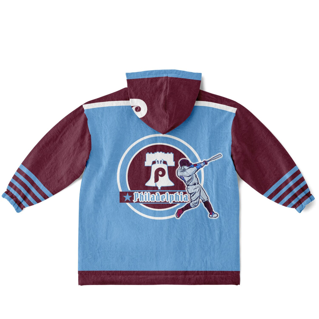 Youth Phillies Retro Light Blue Game Day Lounge Hoodie Great Gift for Young Fans