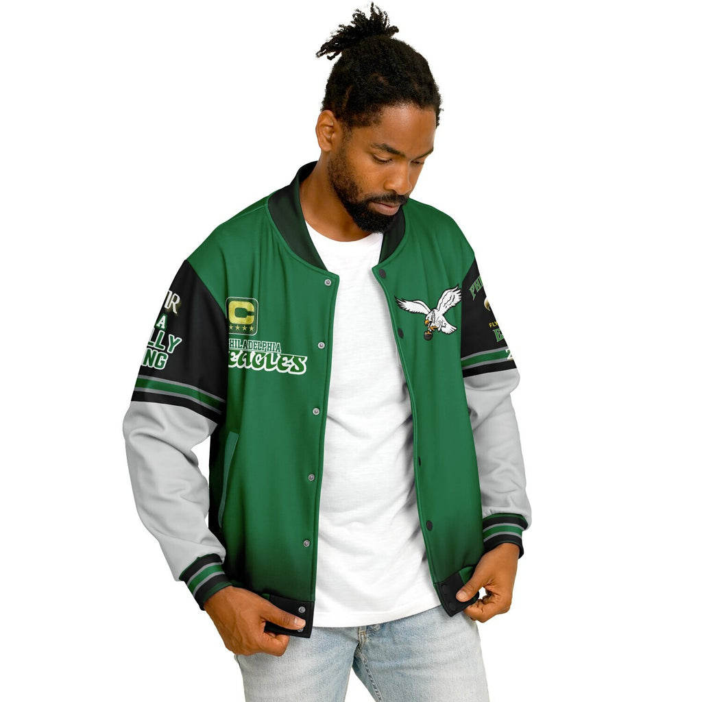 Eagles Super Bowl Edition Kelly Green White Eagle Helmet Varsity Jacket