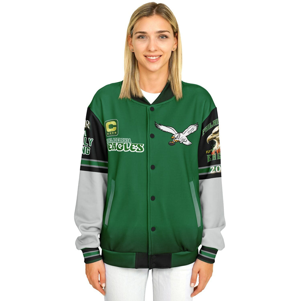 Eagles Super Bowl Edition Kelly Green White Eagle Helmet Varsity Jacket
