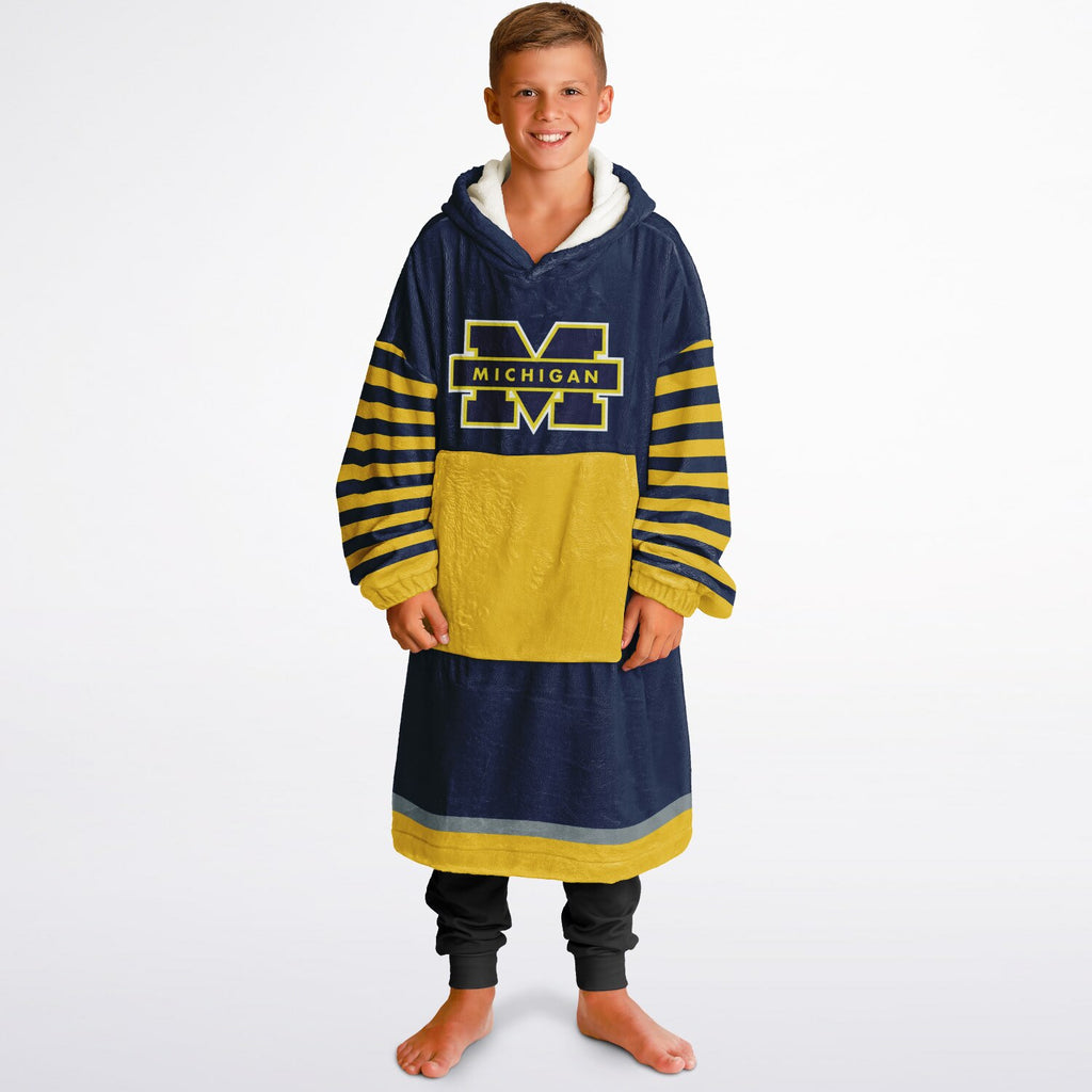 Youth Michigan Blue & Maize Oversize Game Day Lounge Hoodie