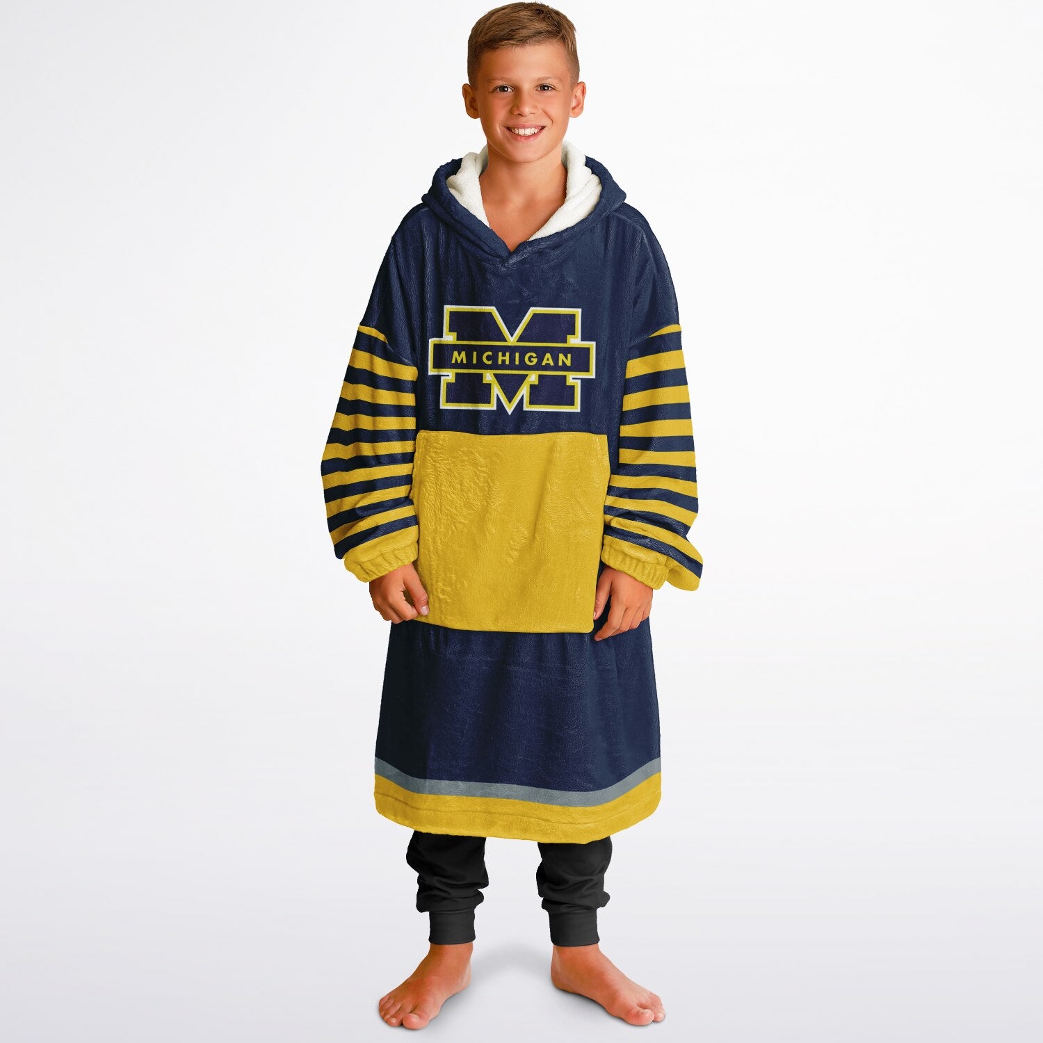 Youth Michigan Blue & Maize Oversize Game Day Lounge Hoodie