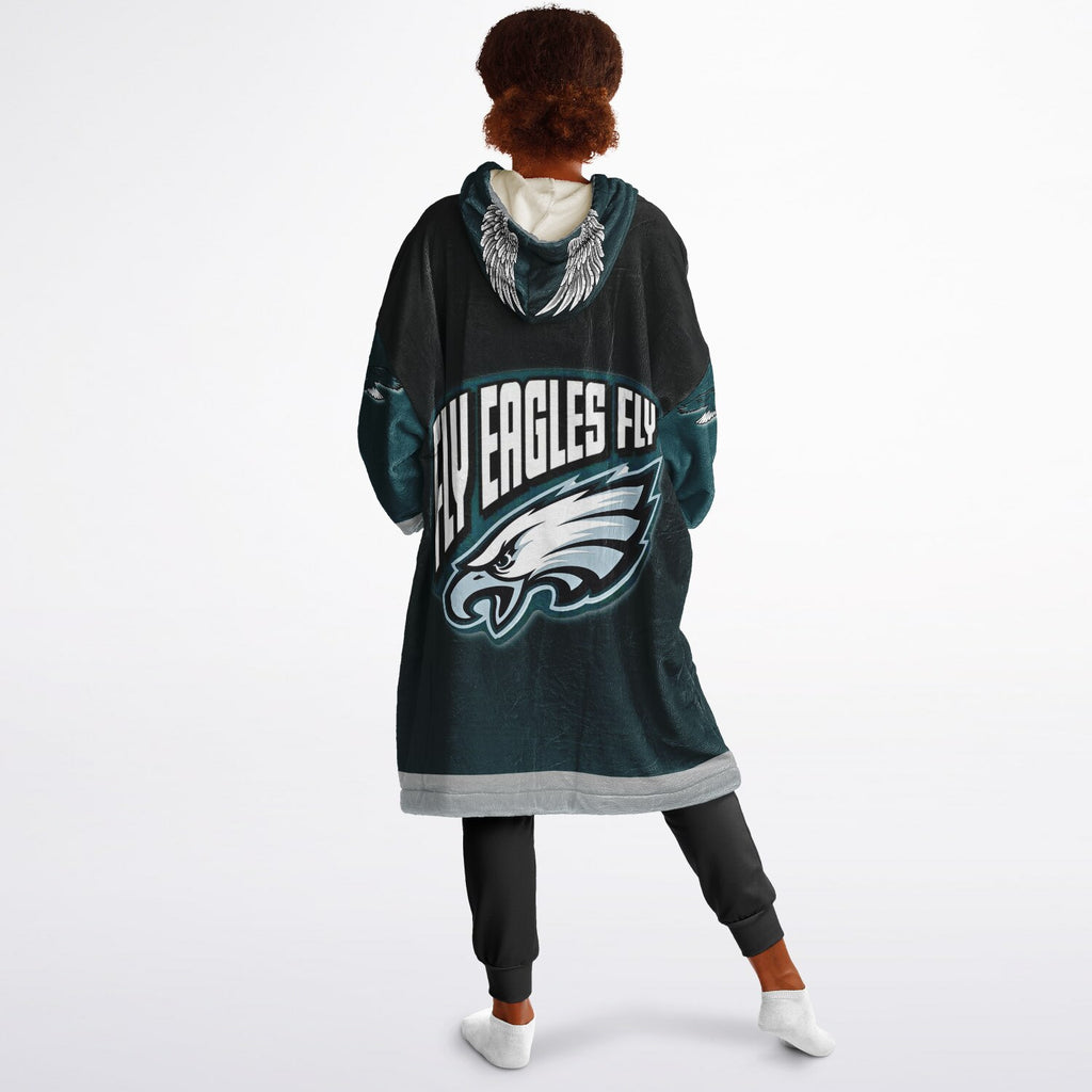 Youth Eagles  Black & Green Sleeves Design Cuddle Hoodie Great Gift for Young Fans copy