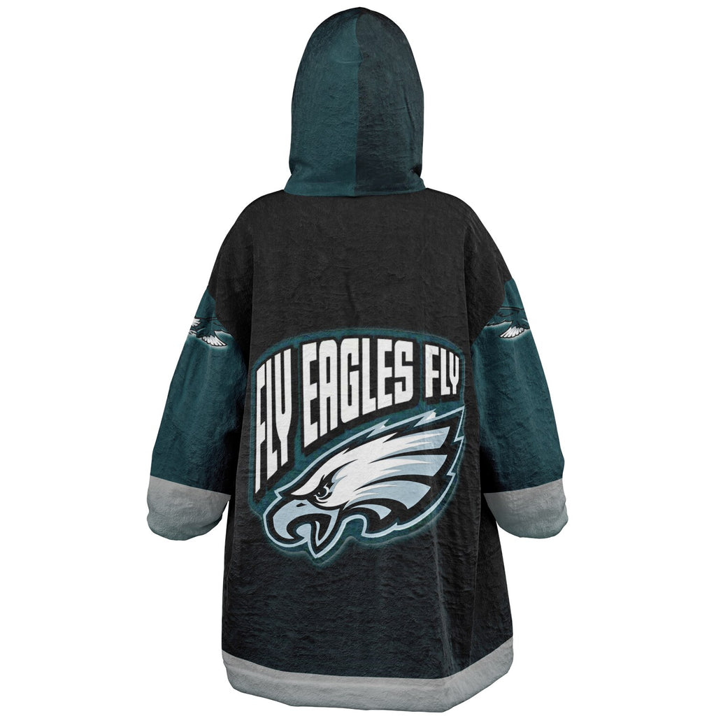 Youth Eagles  Black & Green Sleeves Design Cuddle Hoodie Great Gift for Young Fans copy