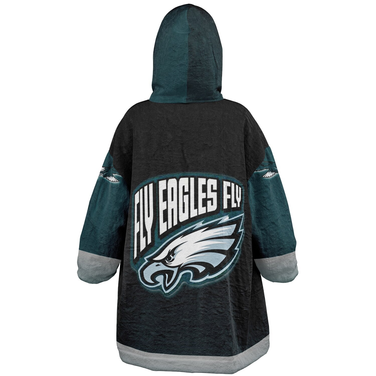 Youth Eagles  Black & Green Sleeves Design Cuddle Hoodie Great Gift for Young Fans copy
