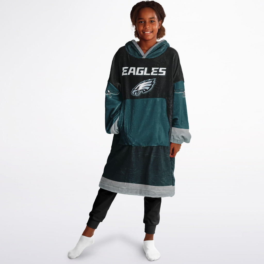Youth Eagles  Black & Green Sleeves Design Cuddle Hoodie Great Gift for Young Fans copy