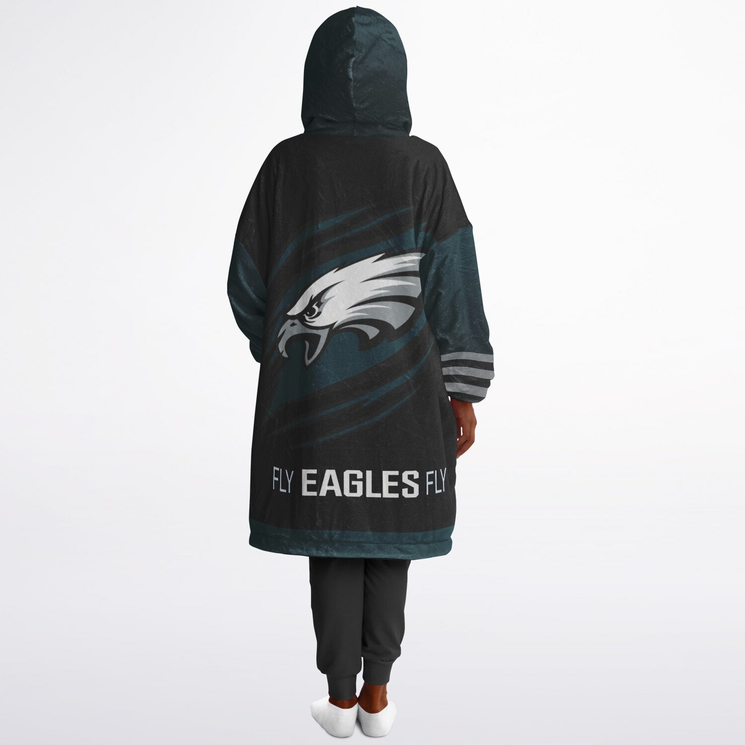 Youth  Eagles Reversible Cozy Cuddle Hoodie Eagles, 2 in 1, Green & Black Hooded Blanket for Young Fans copy