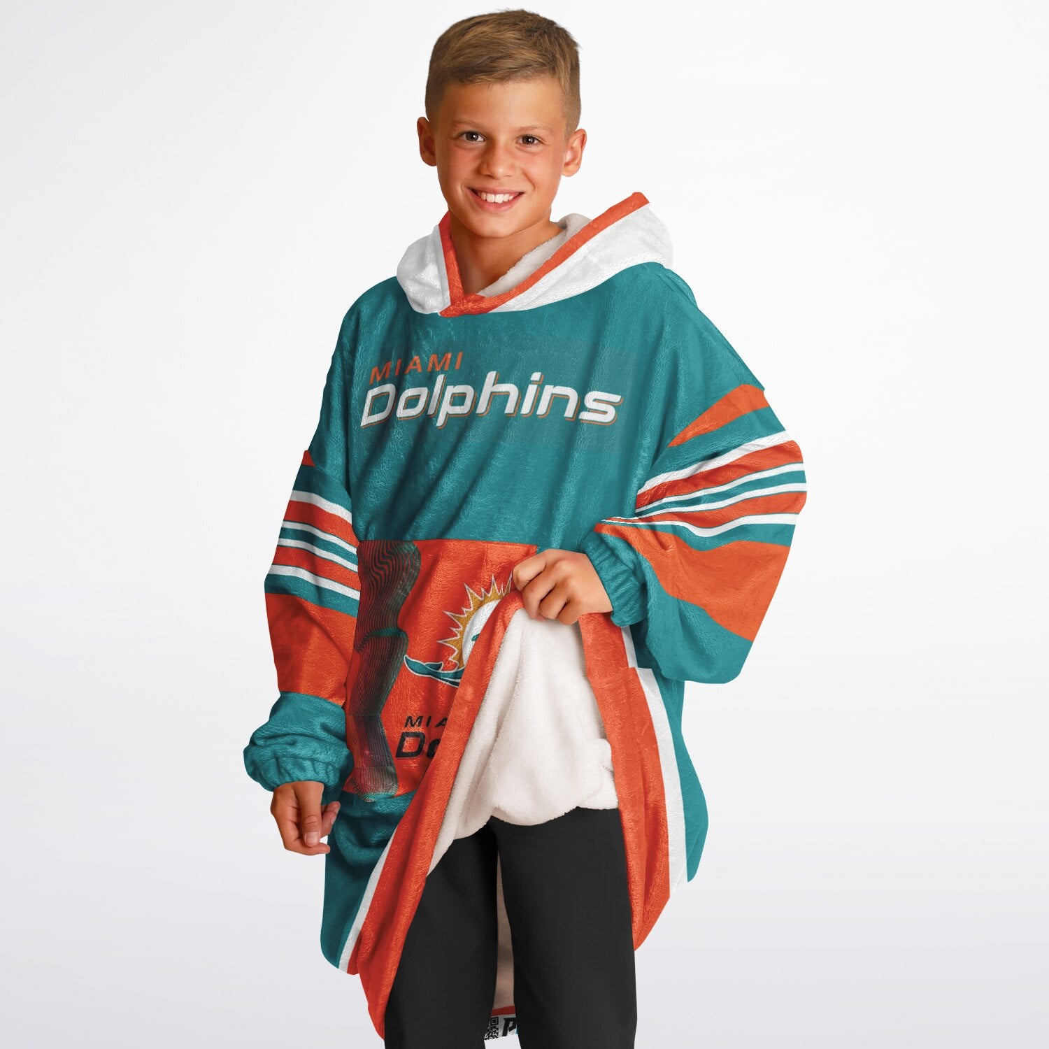 Youth Miami Dolphins Aqua Oversize Game Day Lounge Hoodie