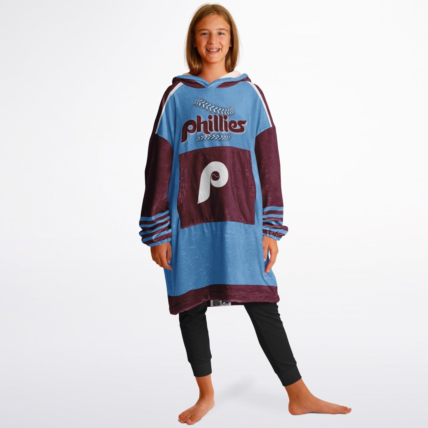 Youth Phillies Retro Light Blue Game Day Lounge Hoodie Great Gift for Young Fans