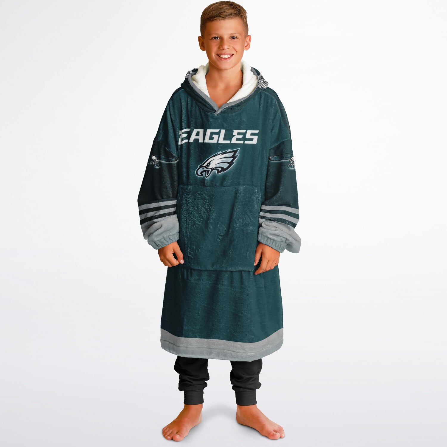 Green Pocket Youth Eagles Green & Black Marble Game Day Lounge Hoodie