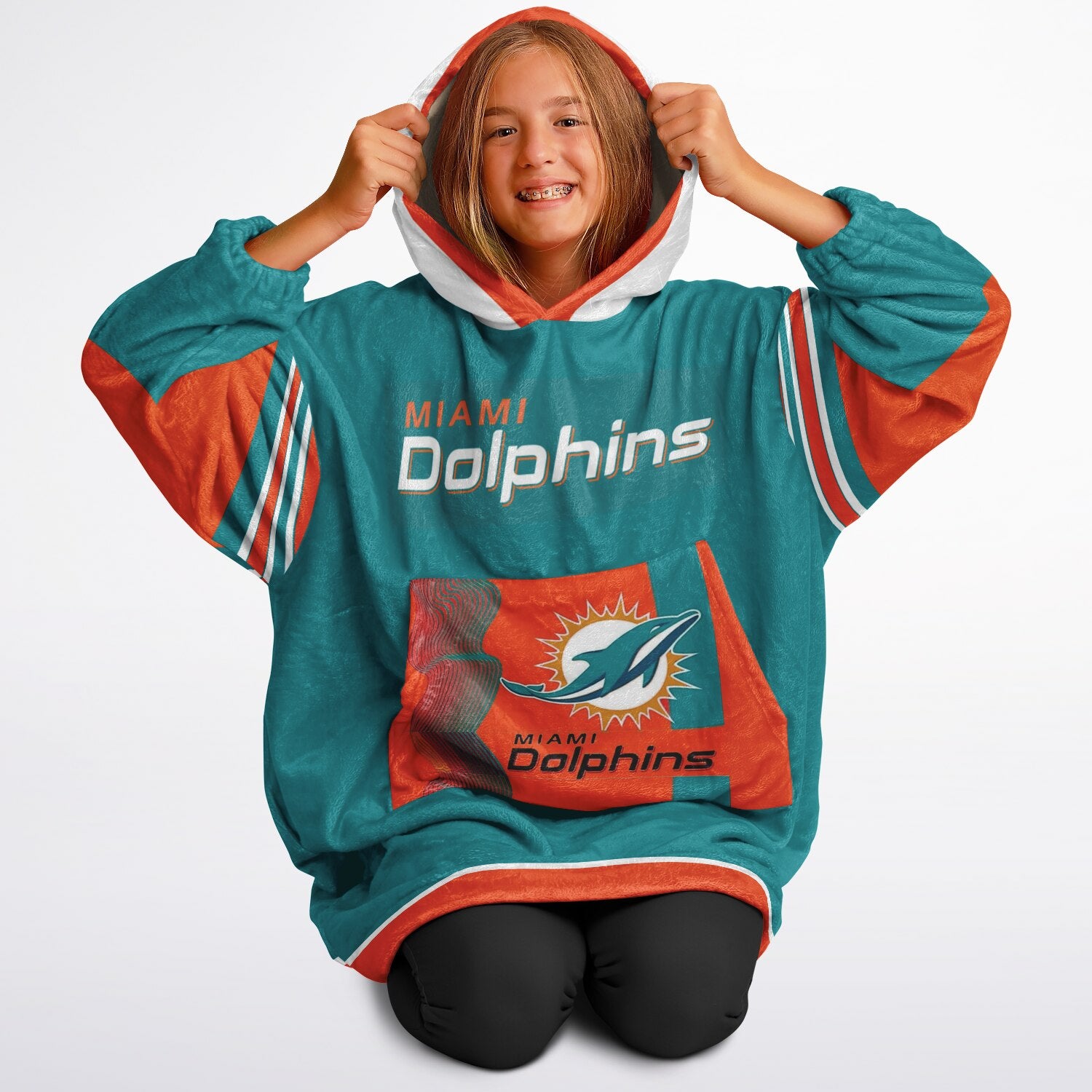 Youth Miami Dolphins Aqua Oversize Game Day Lounge Hoodie