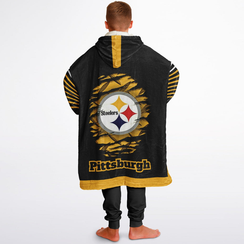 Youth Pittsburgh Steelers  Black Oversize Game Day Lounge Hoodie