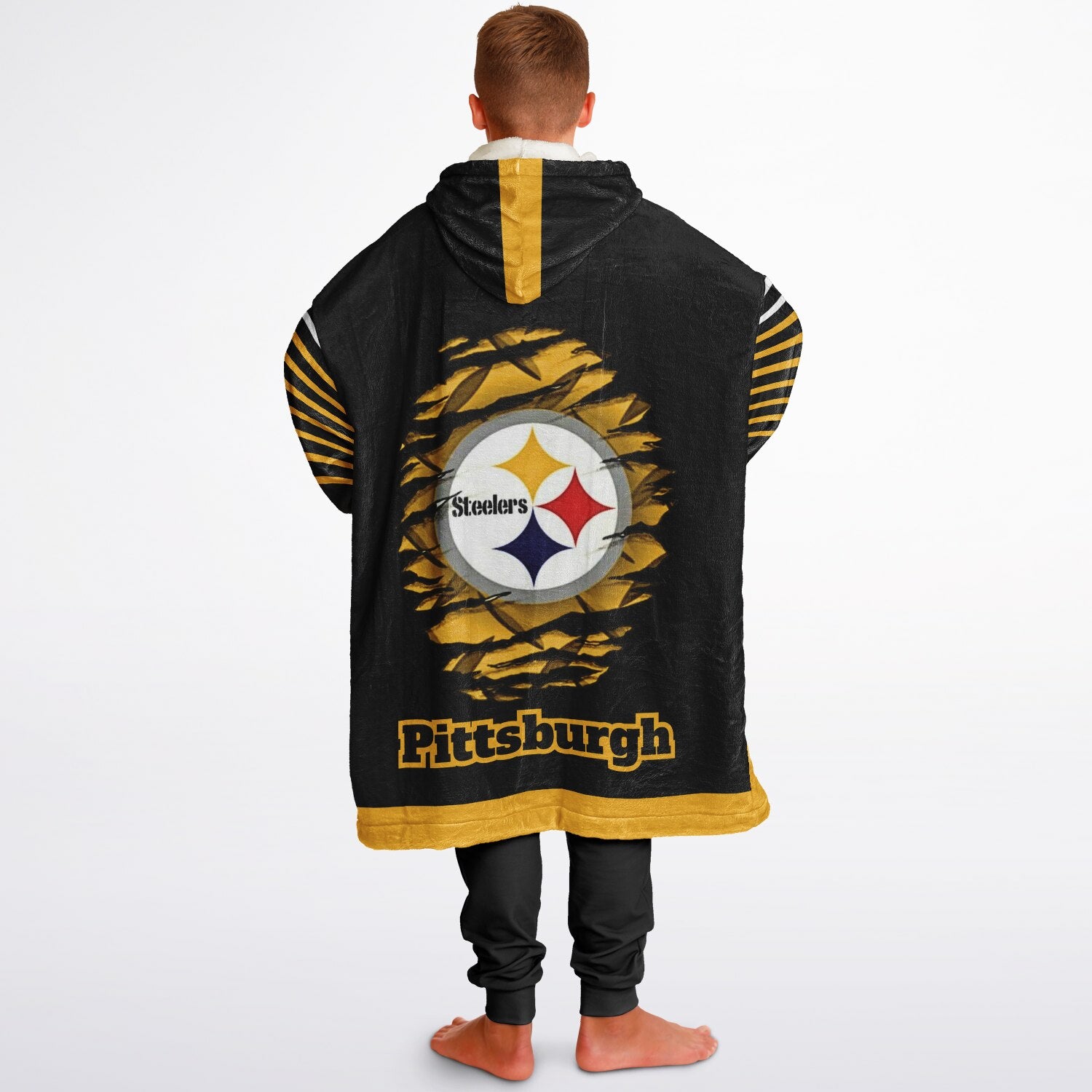 Youth Pittsburgh Steelers  Black Oversize Game Day Lounge Hoodie