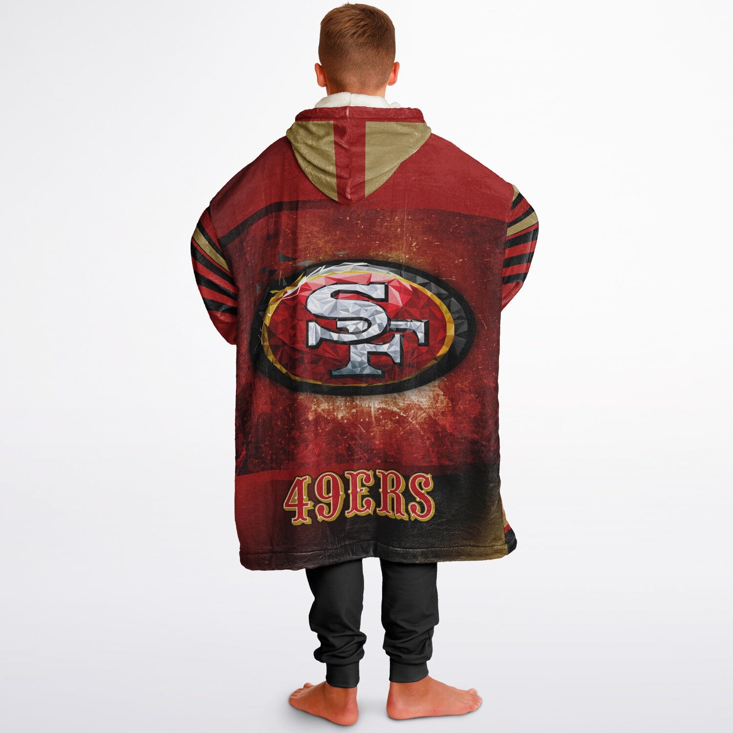 Youth 49ers Red & Black Oversize Game Day Lounge Hoodie