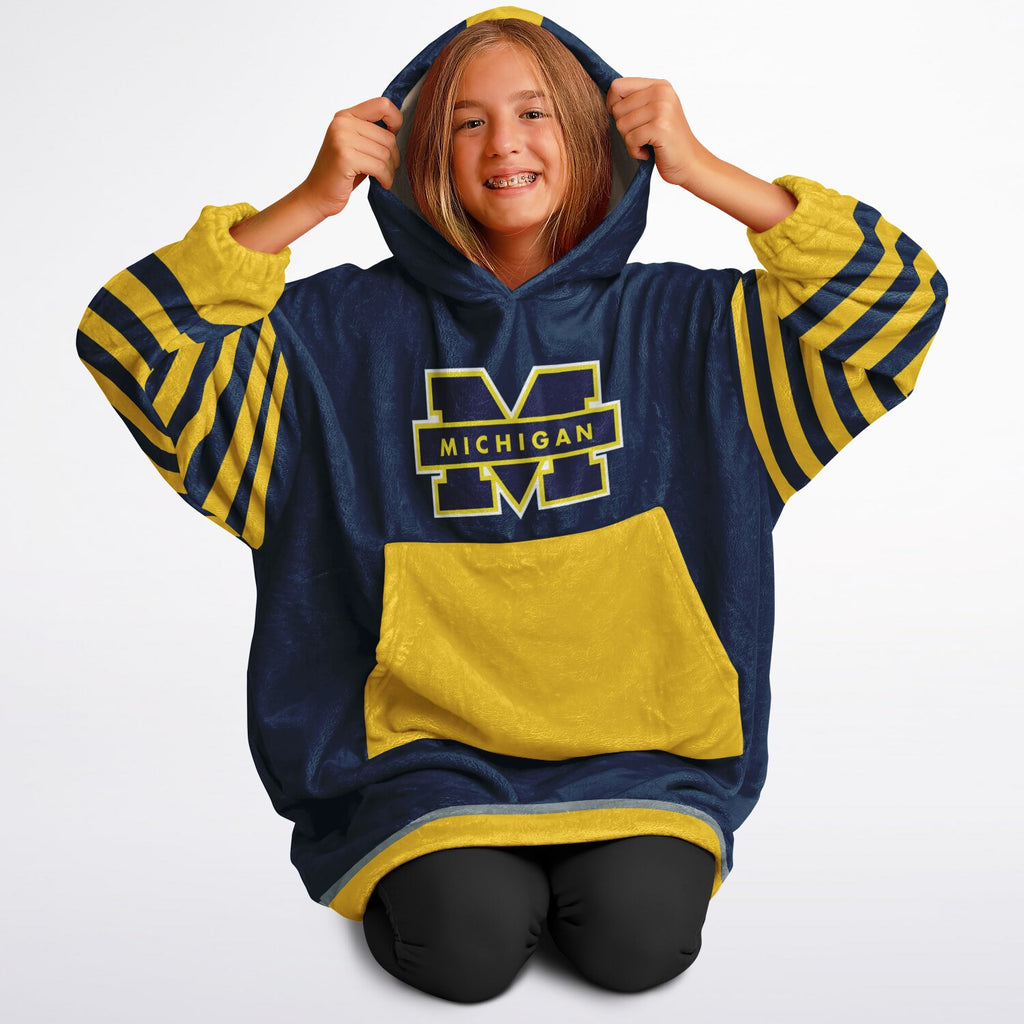 Youth Michigan Blue & Maize Oversize Game Day Lounge Hoodie