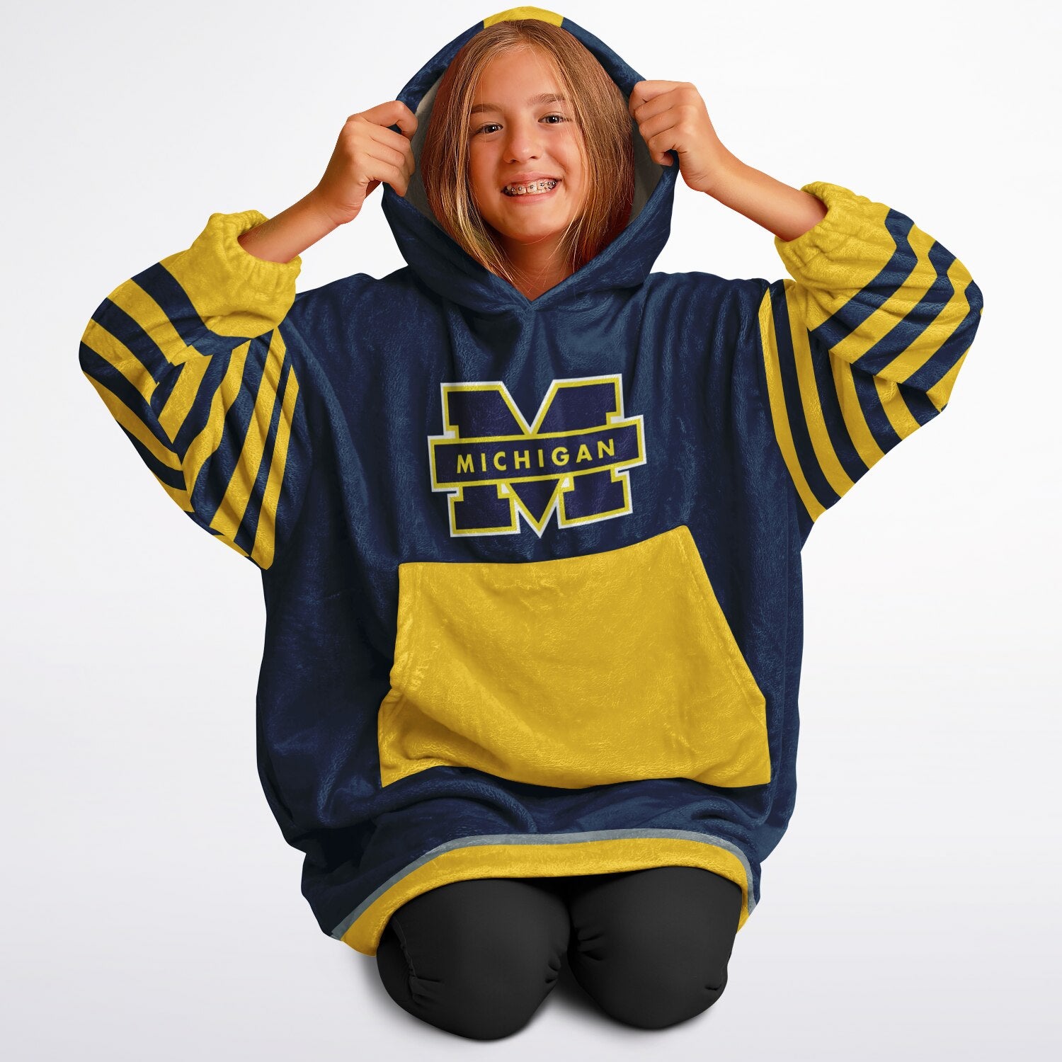 Youth Michigan Blue & Maize Oversize Game Day Lounge Hoodie