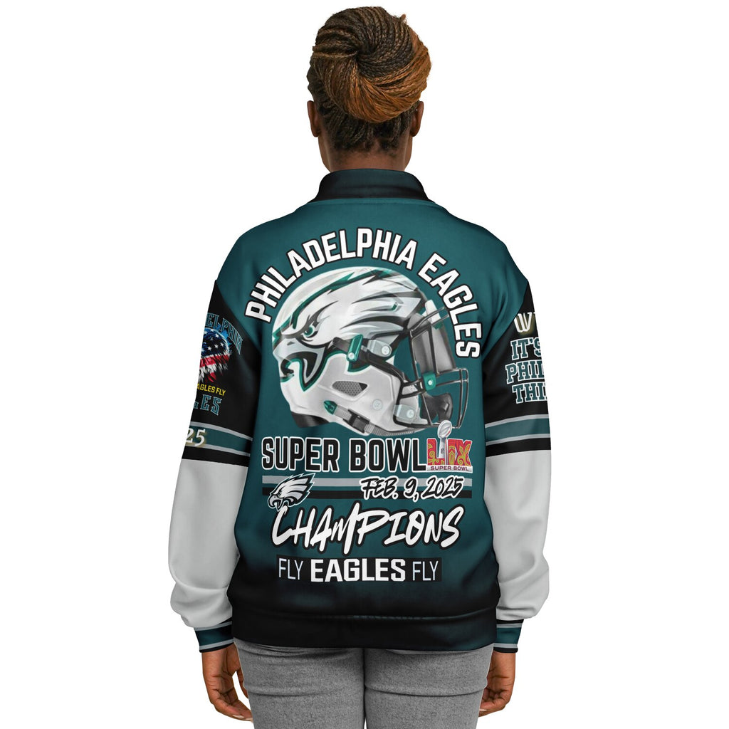 Eagles Super Bowl Edition Midnight Green White Eagle Helmet Varsity Jacket