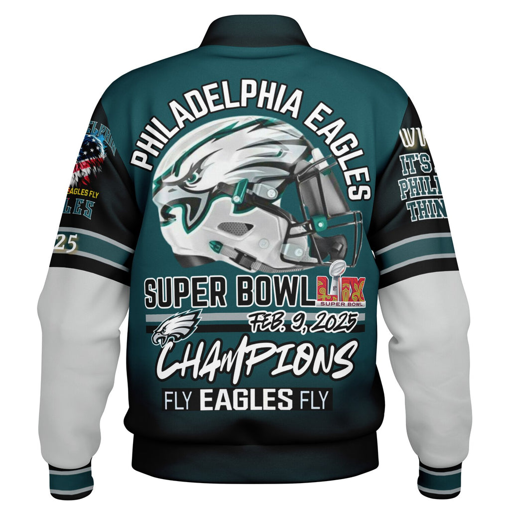 Eagles Super Bowl Edition Midnight Green White Eagle Helmet Varsity Jacket