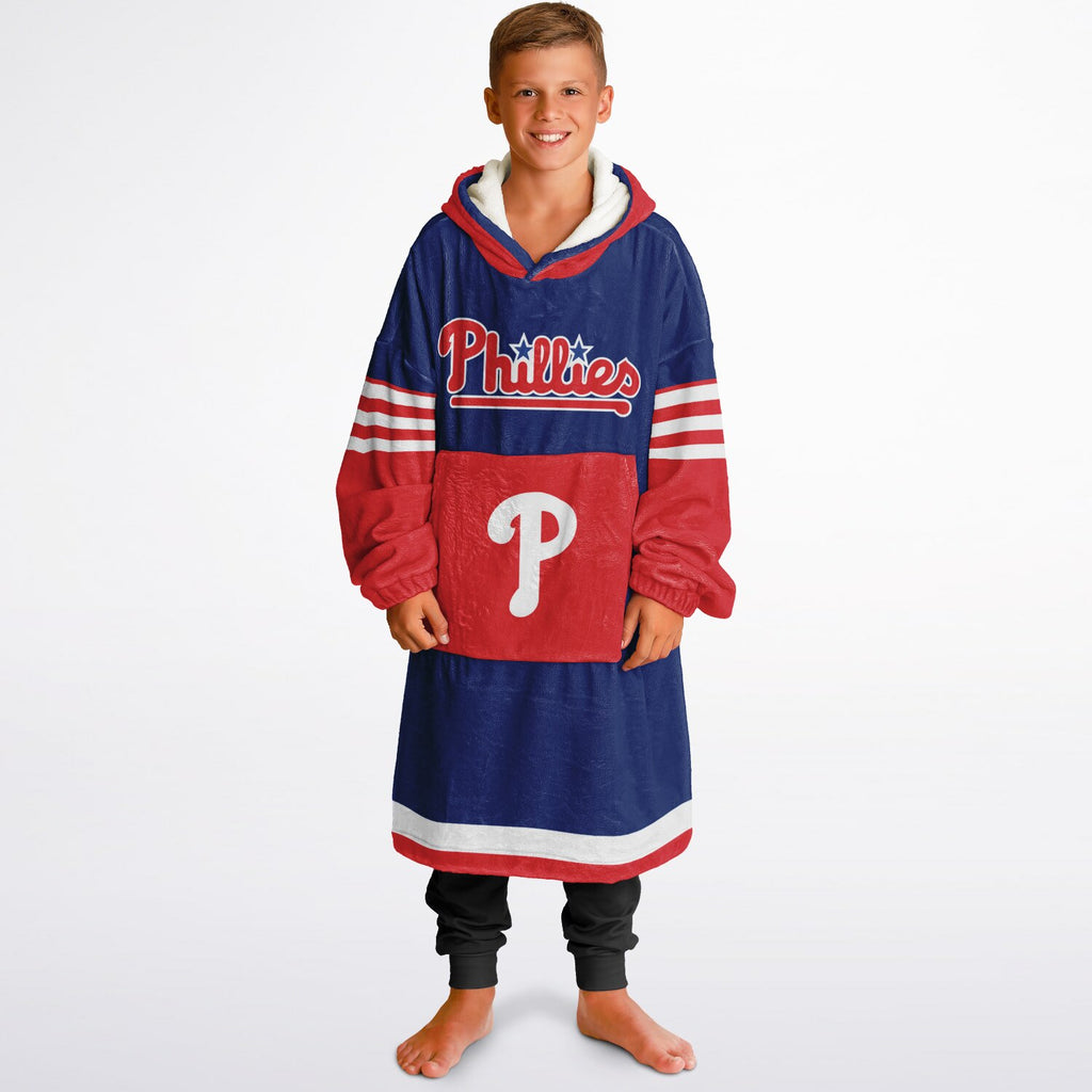 Youth Phillies Blue & Red Cozy Game Day Lounge Hoodie