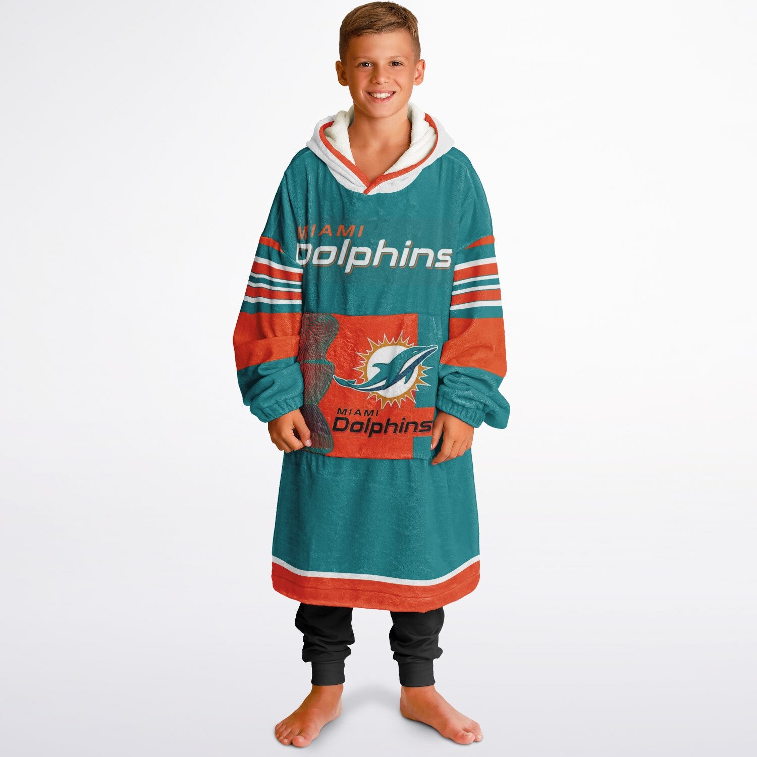 Youth Miami Dolphins Aqua Oversize Game Day Lounge Hoodie