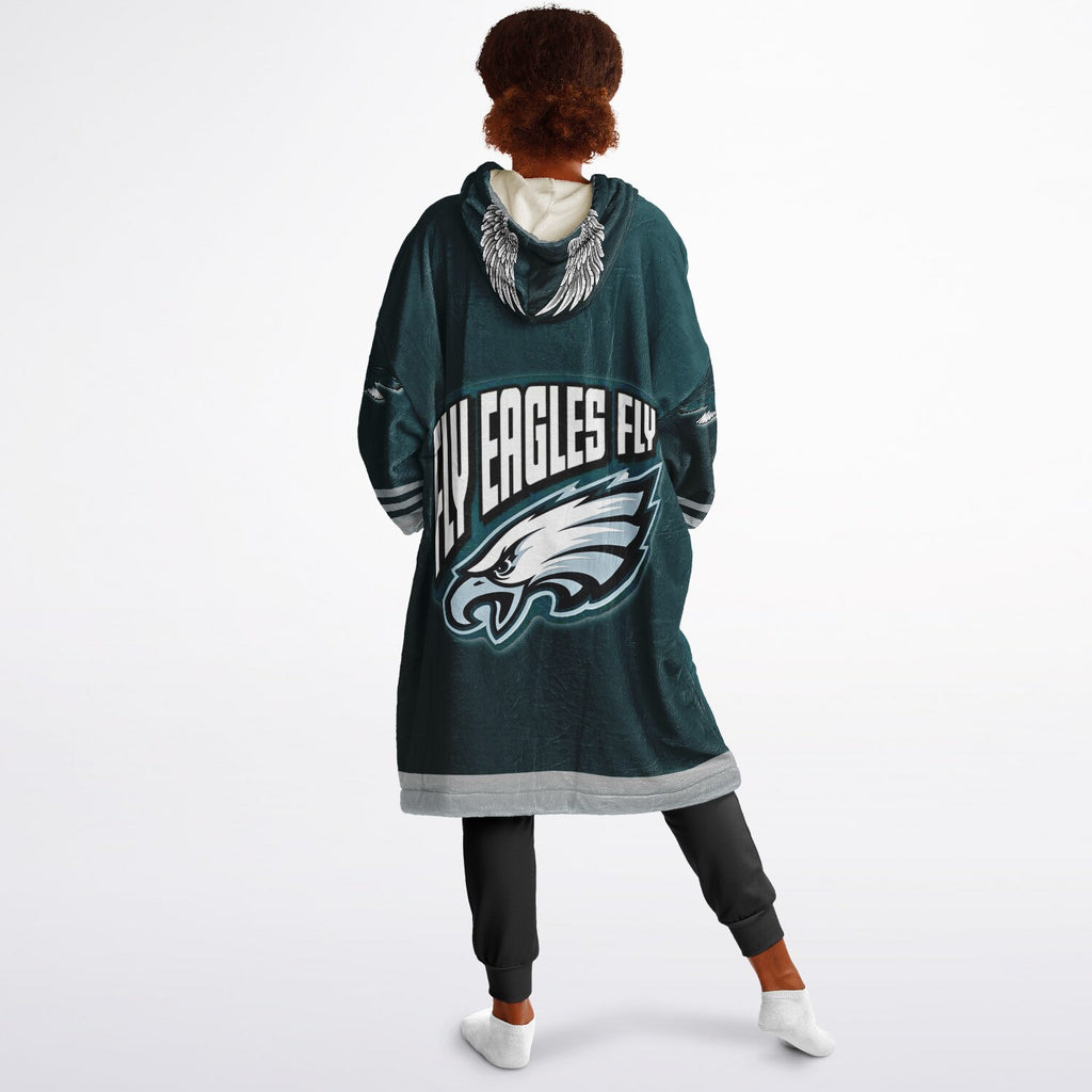 Green Pocket Youth Eagles Green & Black Marble Game Day Lounge Hoodie