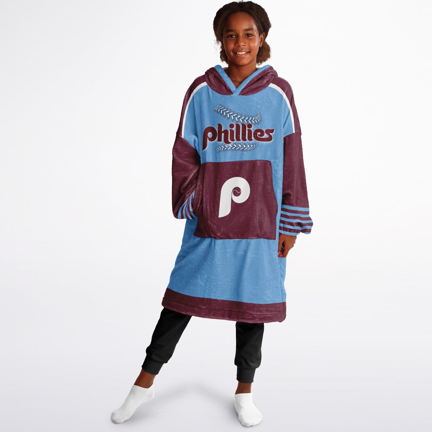Youth Phillies Retro Light Blue Game Day Lounge Hoodie Great Gift for Young Fans