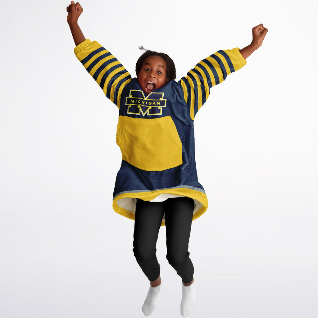 Youth Michigan Blue & Maize Oversize Game Day Lounge Hoodie