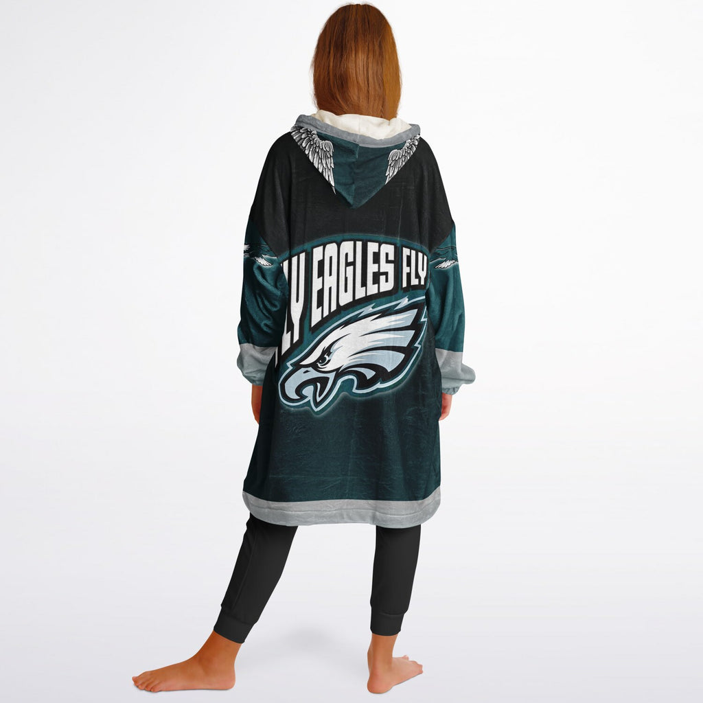 Youth Eagles  Black & Green Sleeves Design Cuddle Hoodie Great Gift for Young Fans copy