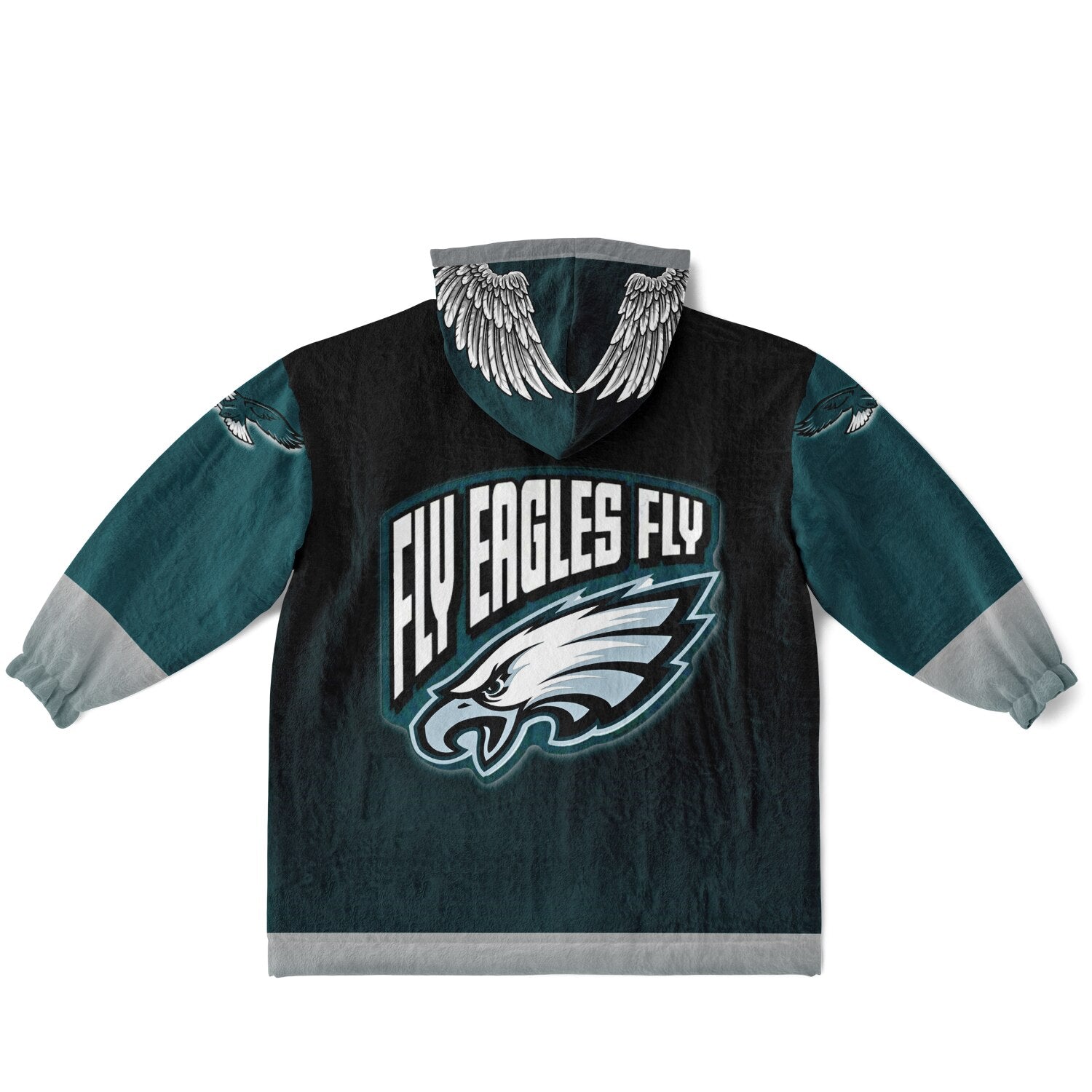 Youth Eagles  Black & Green Sleeves Design Cuddle Hoodie Great Gift for Young Fans copy